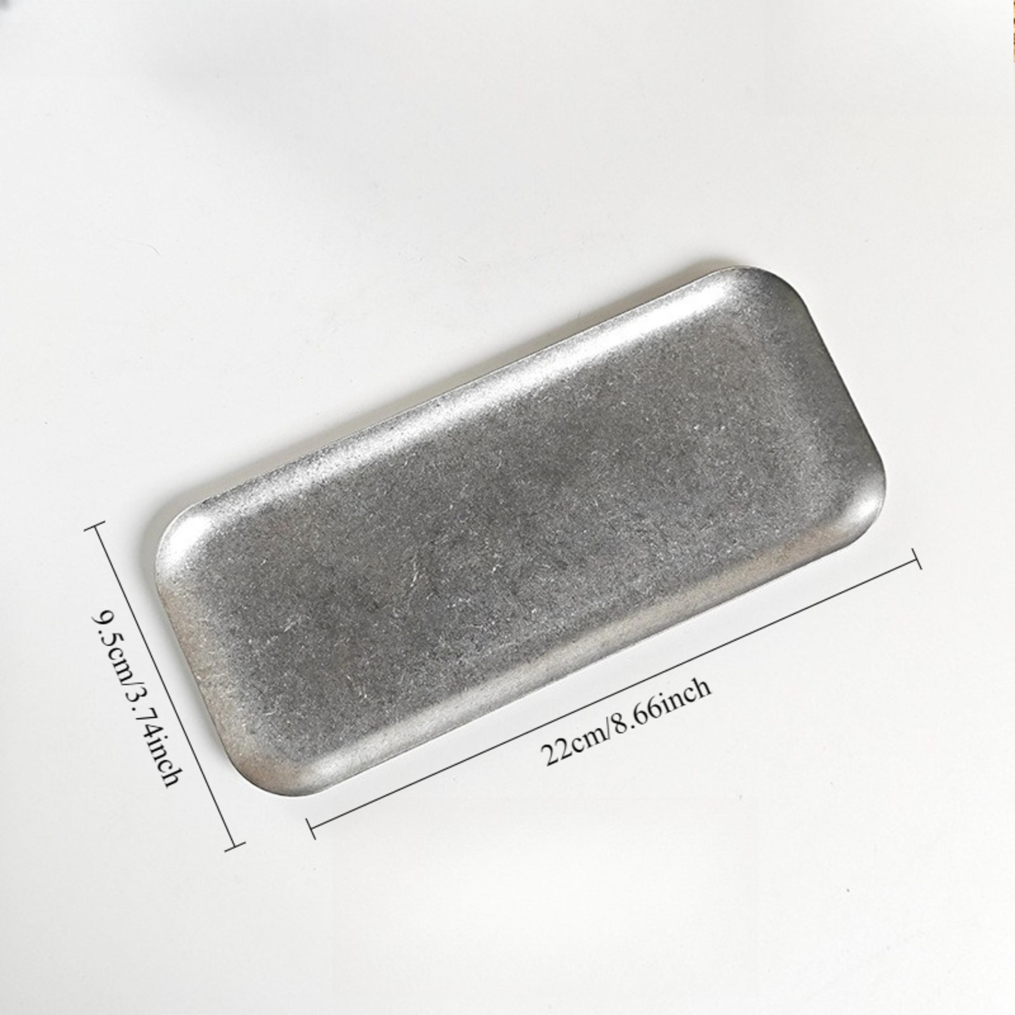 Retro Stainless Steel Serving Tray Oval Sushi Snack Plate Industrial Style Tableware 4