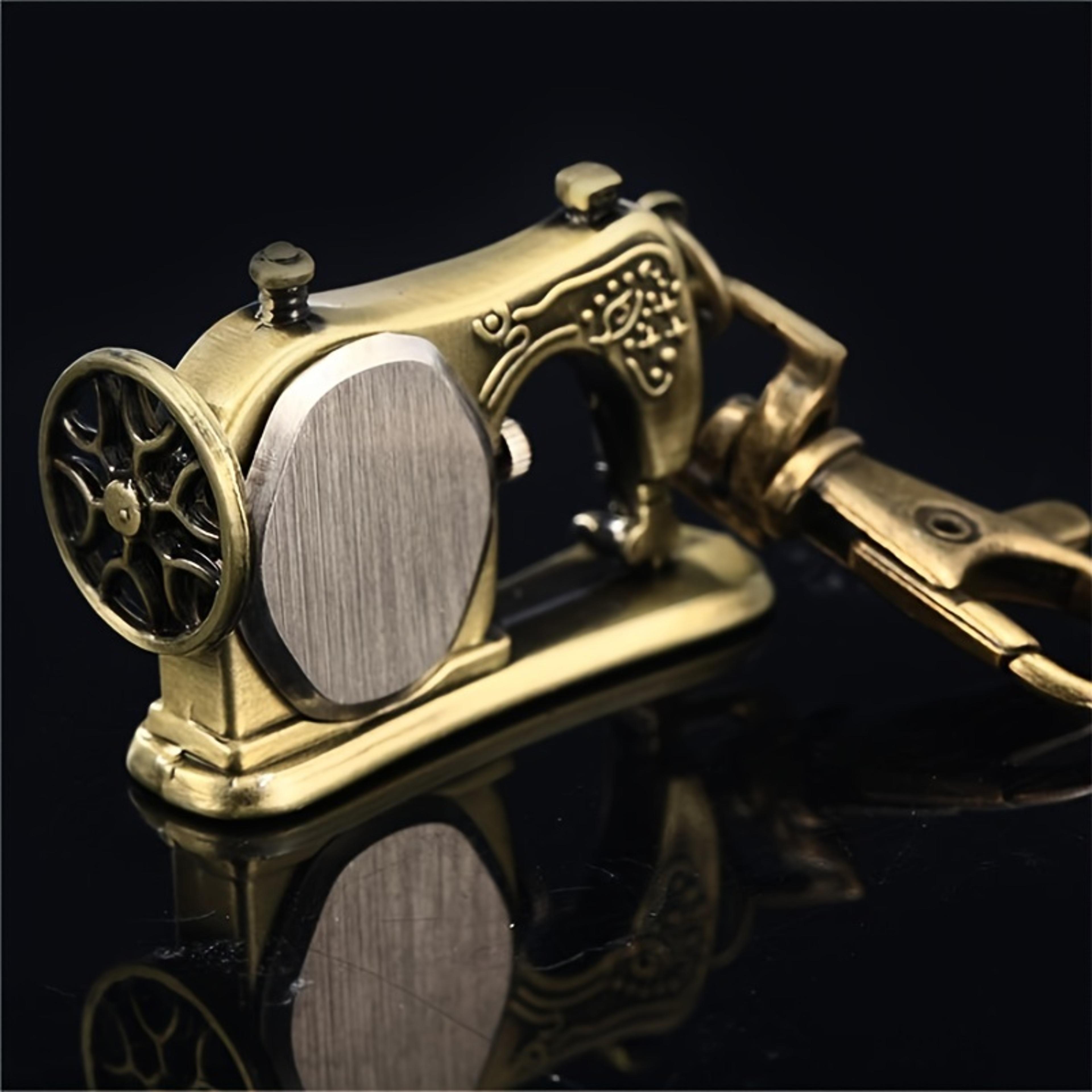 Vintage Pocket Watch Necklace Sewing Machine Keychain Watch Retro Pendant Timepiece 3