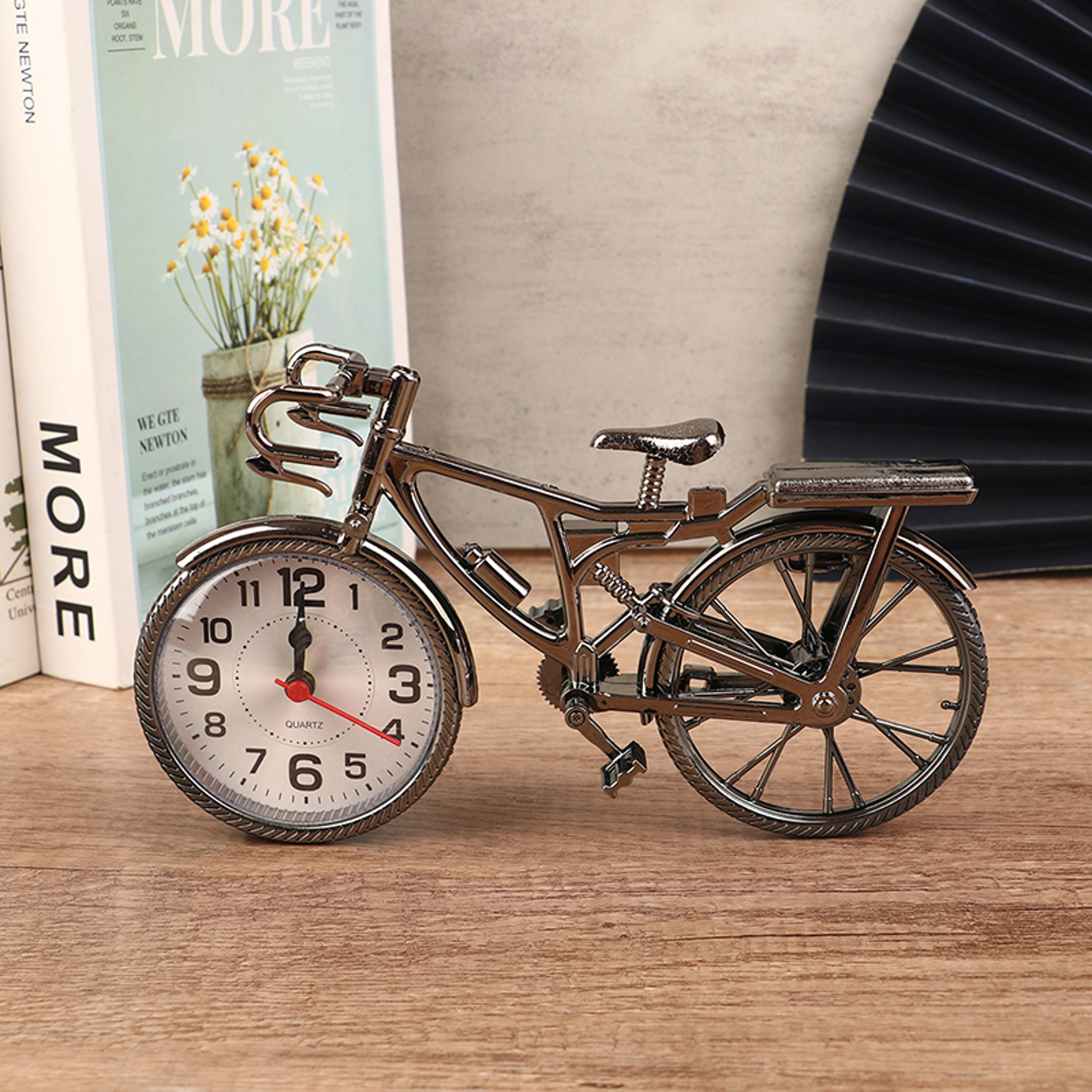 Vintage Bicycle Table Alarm Clock Decorative Desk Clock With Arabic Numerals For Home Decor 5