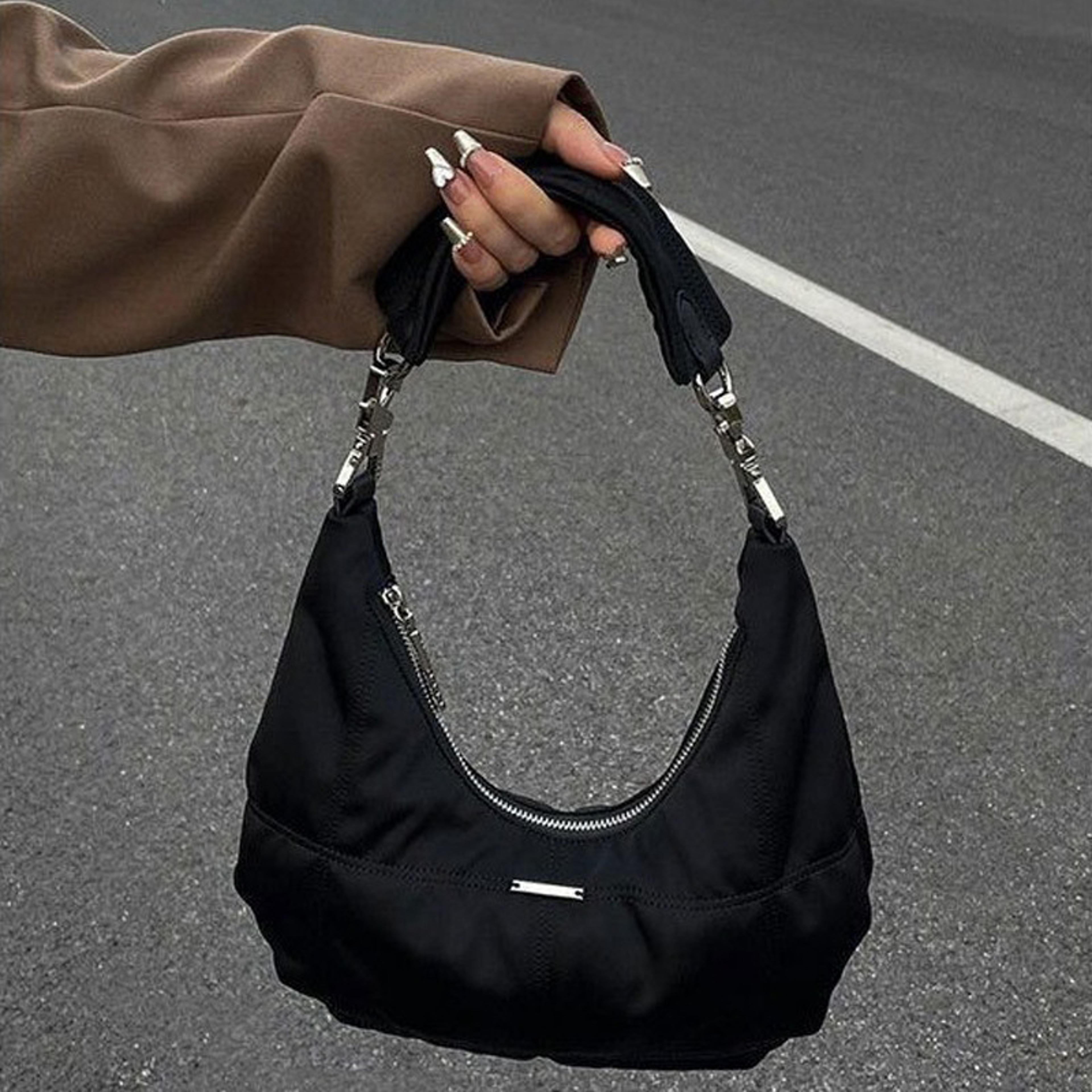 Retro Crescent Nylon Shoulder Bag For Women YK Underarm Bag Soft Hobo Purse 5