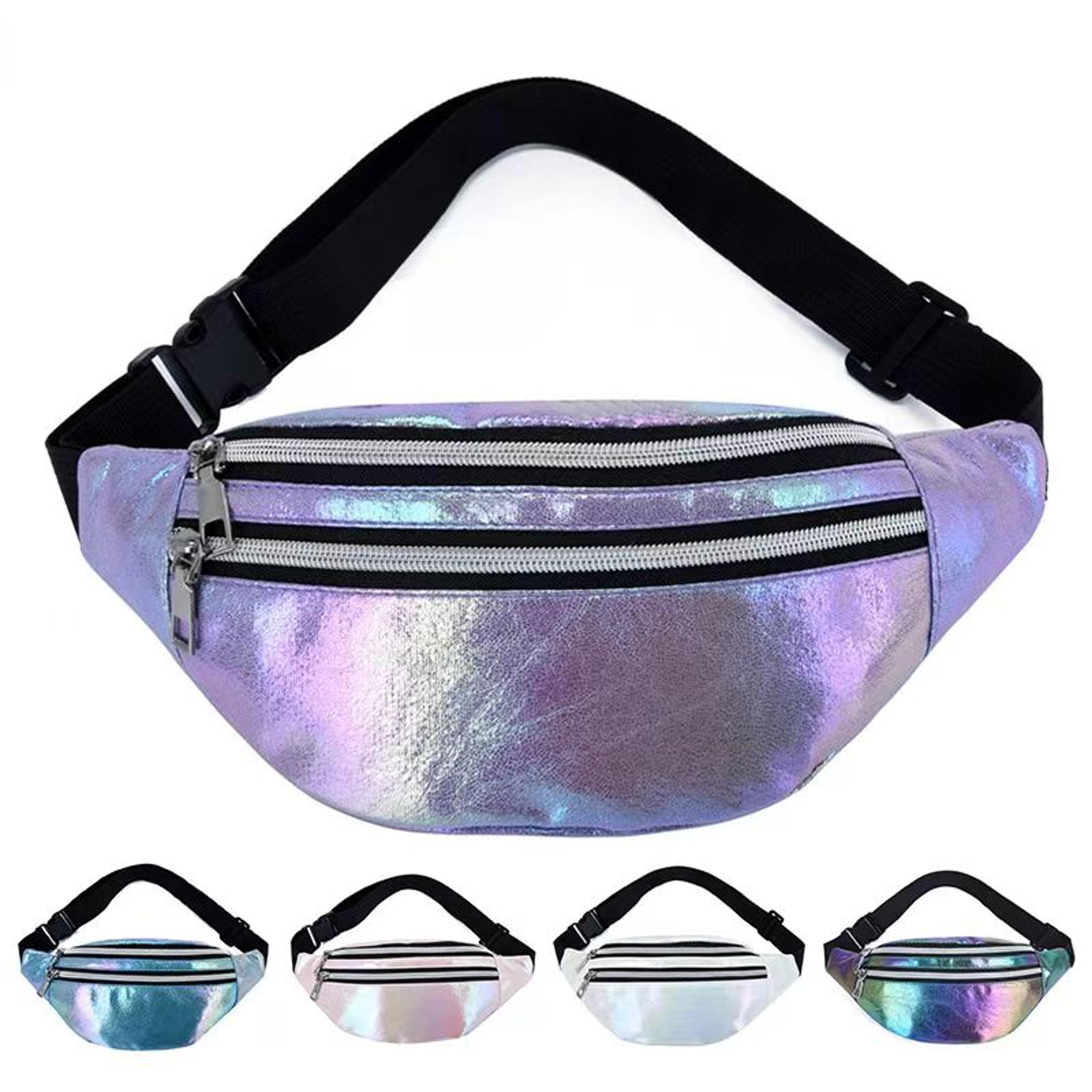 Holographic Waist Bag Reflective Fanny Pack Festival Travel Belt Bag For Women  Girls 1