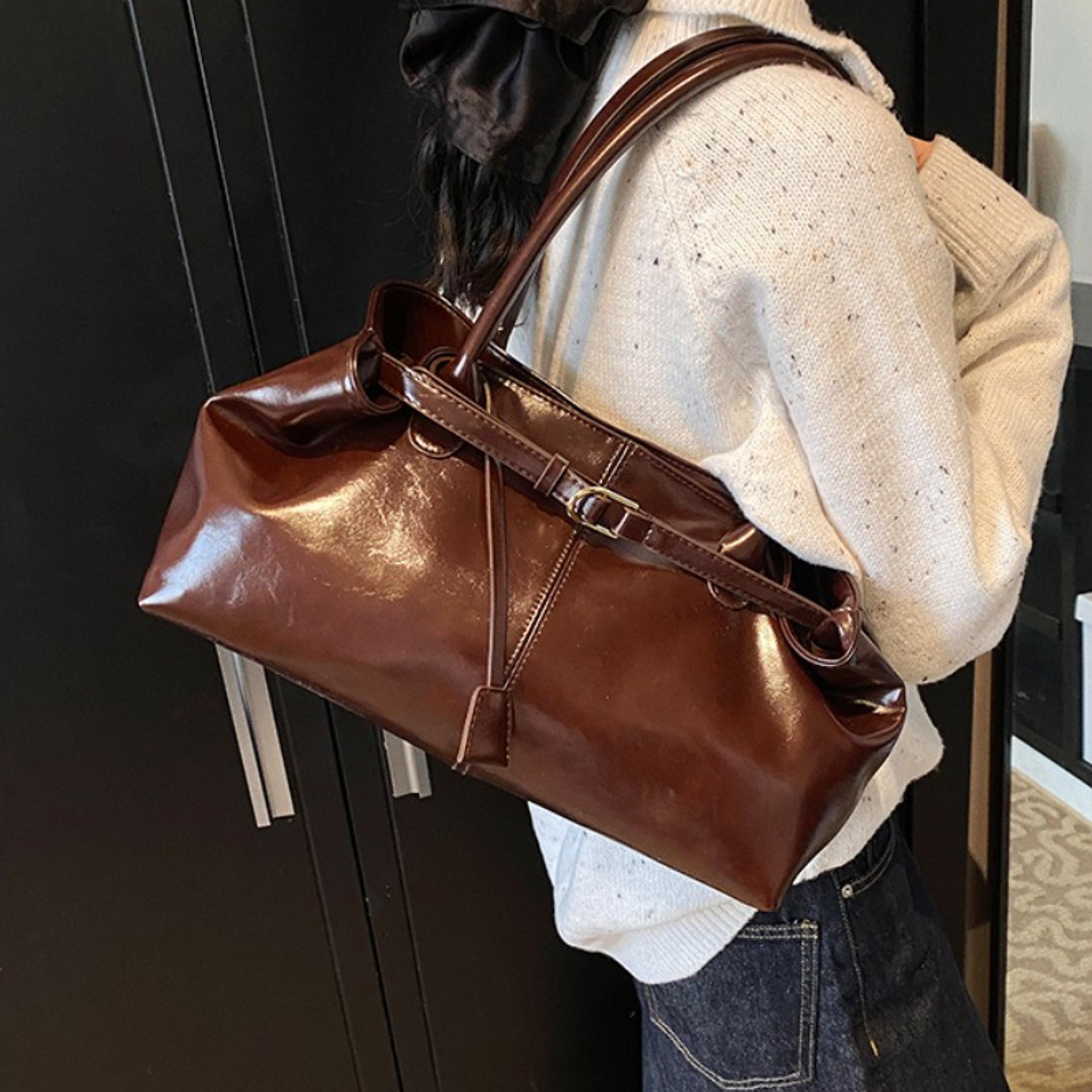 Vintage Large Capacity Shoulder Tote Bag For Women Casual Underarm Commuting Handbag 2