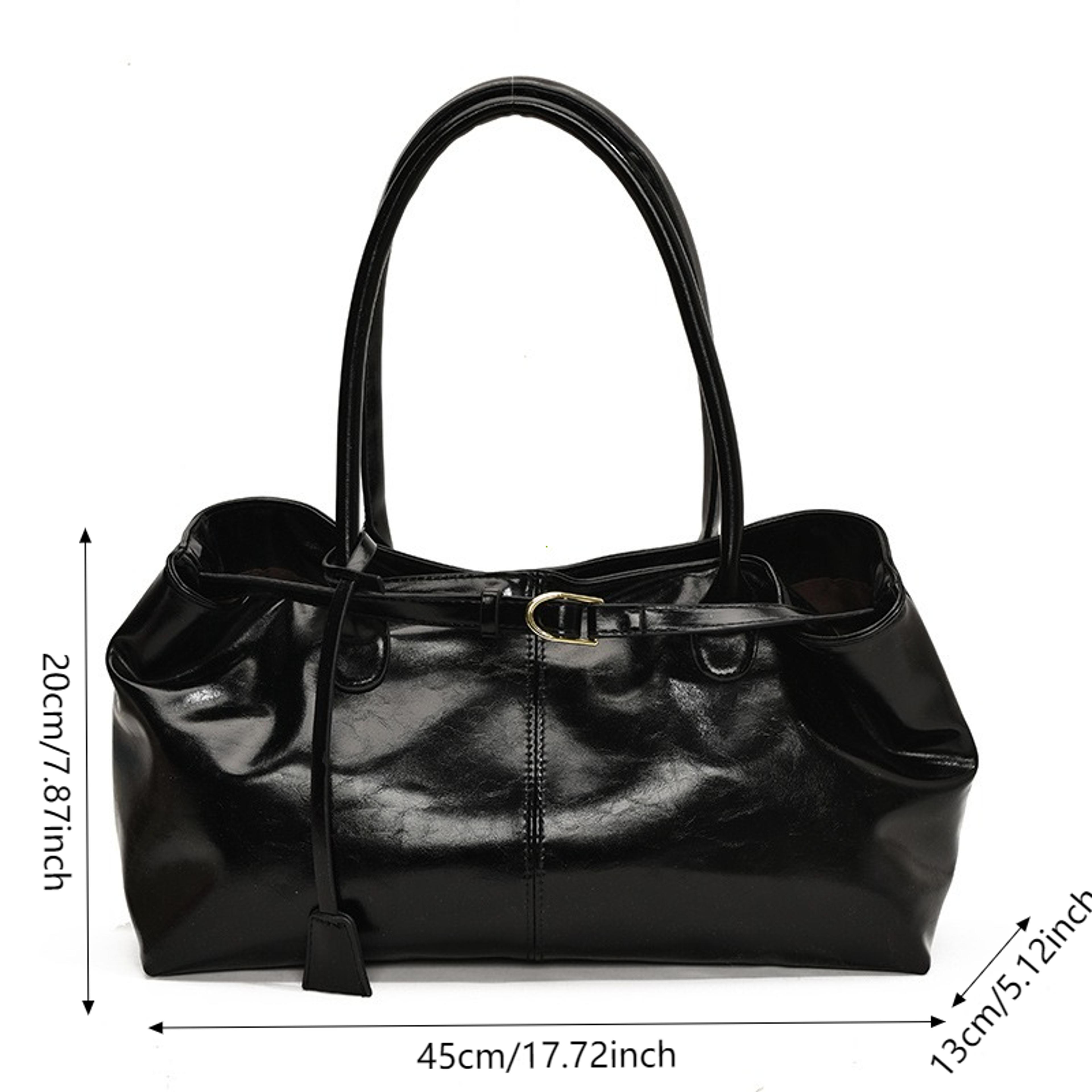 Vintage Large Capacity Shoulder Tote Bag For Women Casual Underarm Commuting Handbag 3