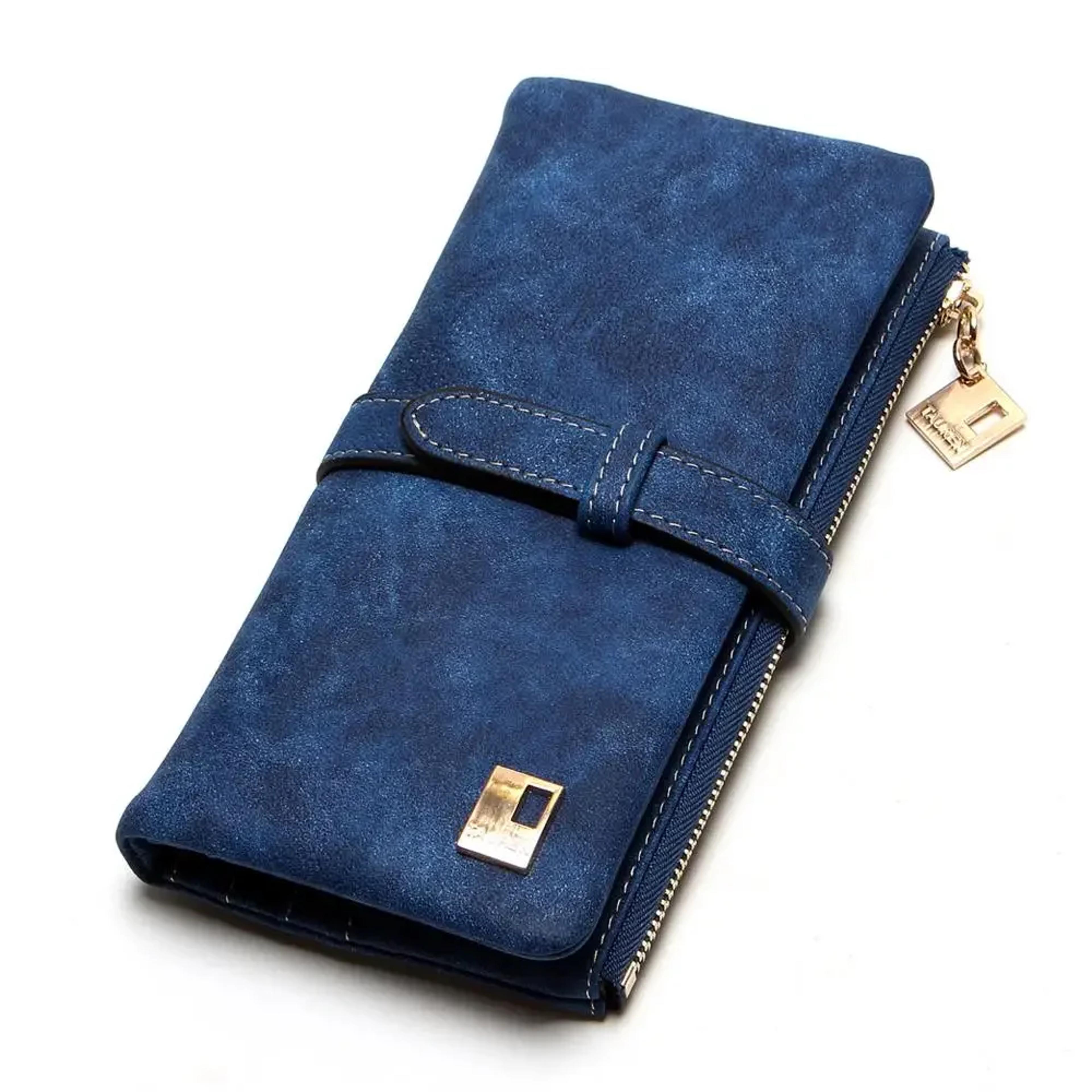 Elegant Nubuck Leather Women Wallet Long Zipper Clutch With Card Holder 10