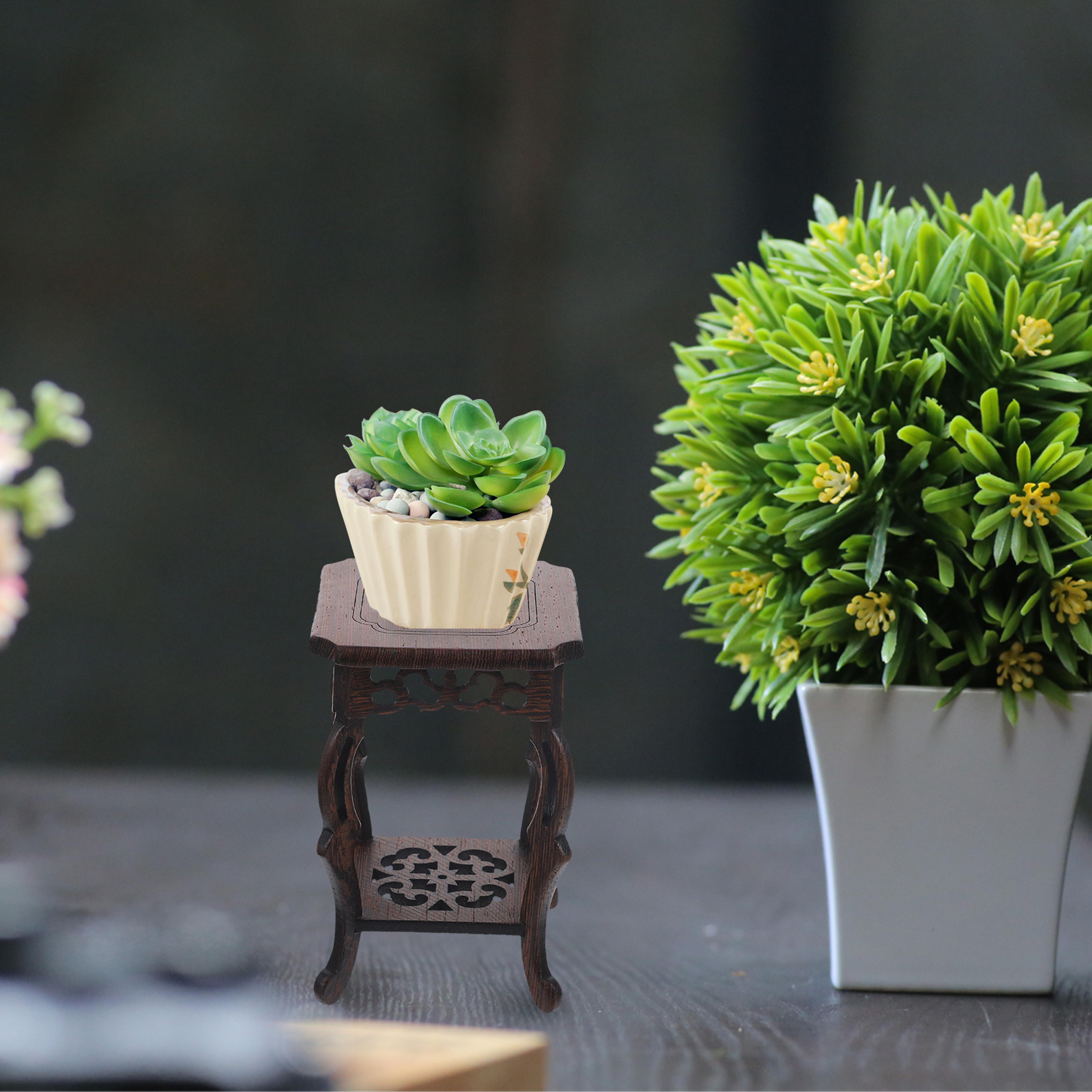 Rustic Wooden Plant Stand Holder For Pots And Decor Display Base 2
