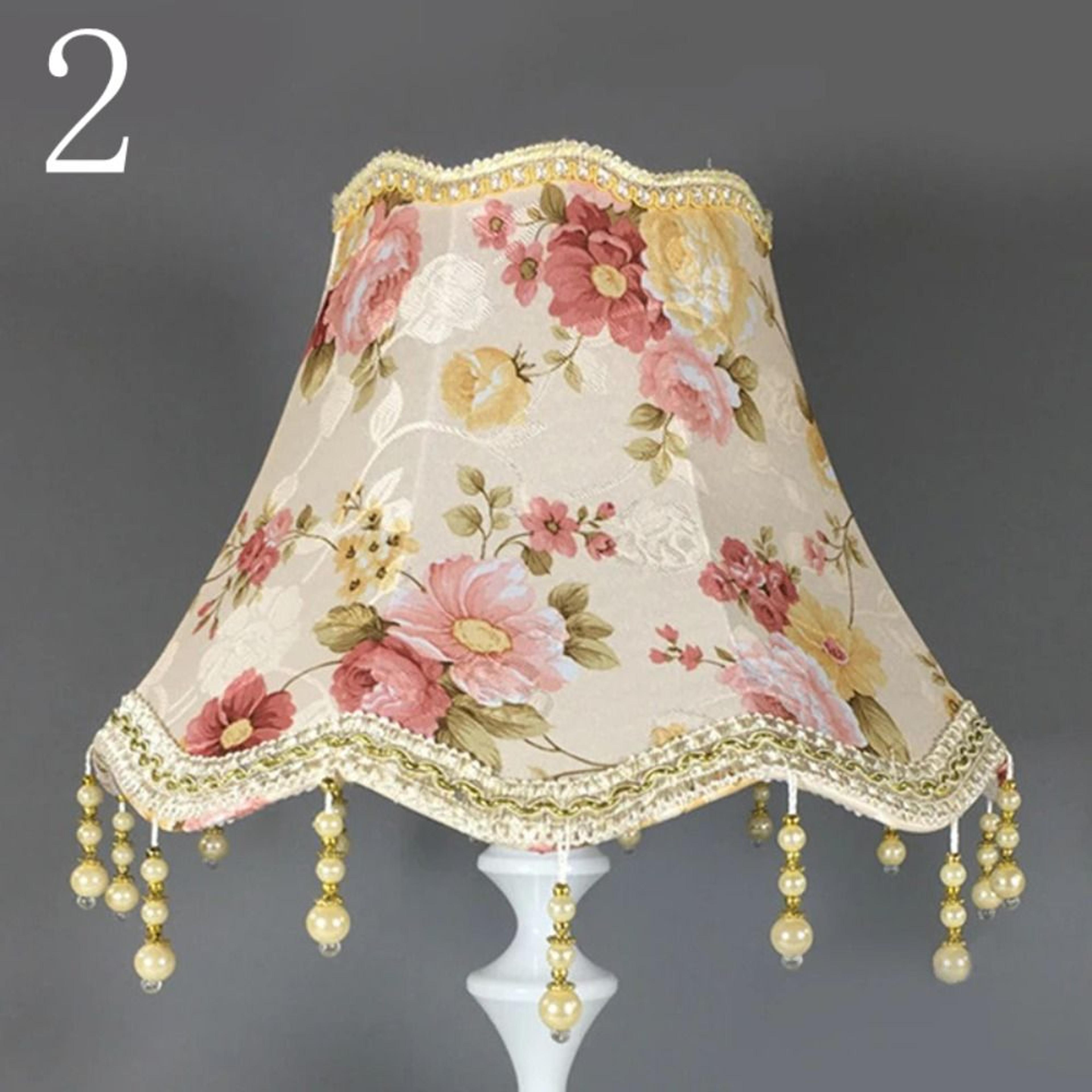 European Pearl Tassel Lampshade Cover For Table Floor Lamp  Elegant Fabric Shade 7