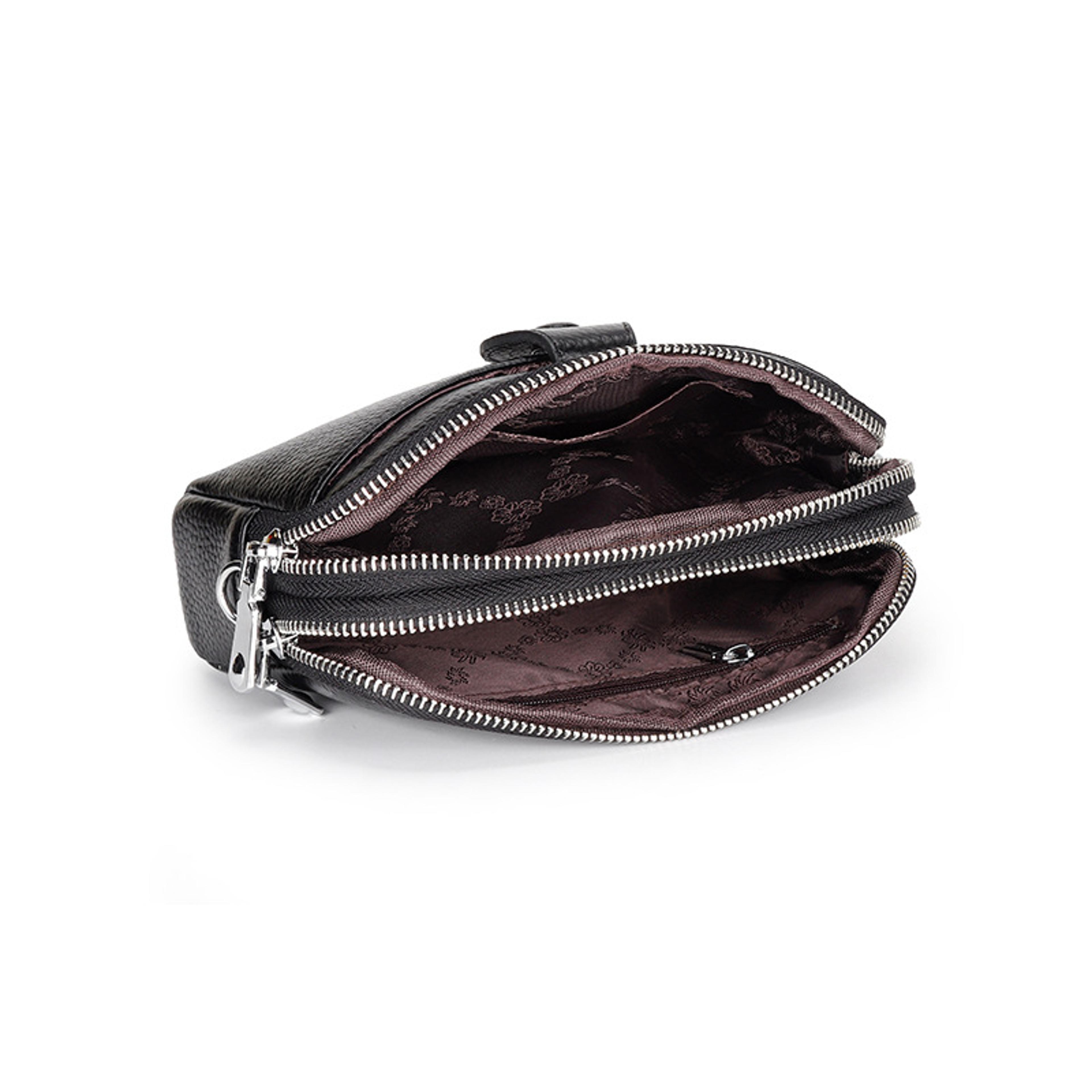 Genuine Leather Wallet Women Clutch Purse With Chain Crossbody Wrist Bag 1