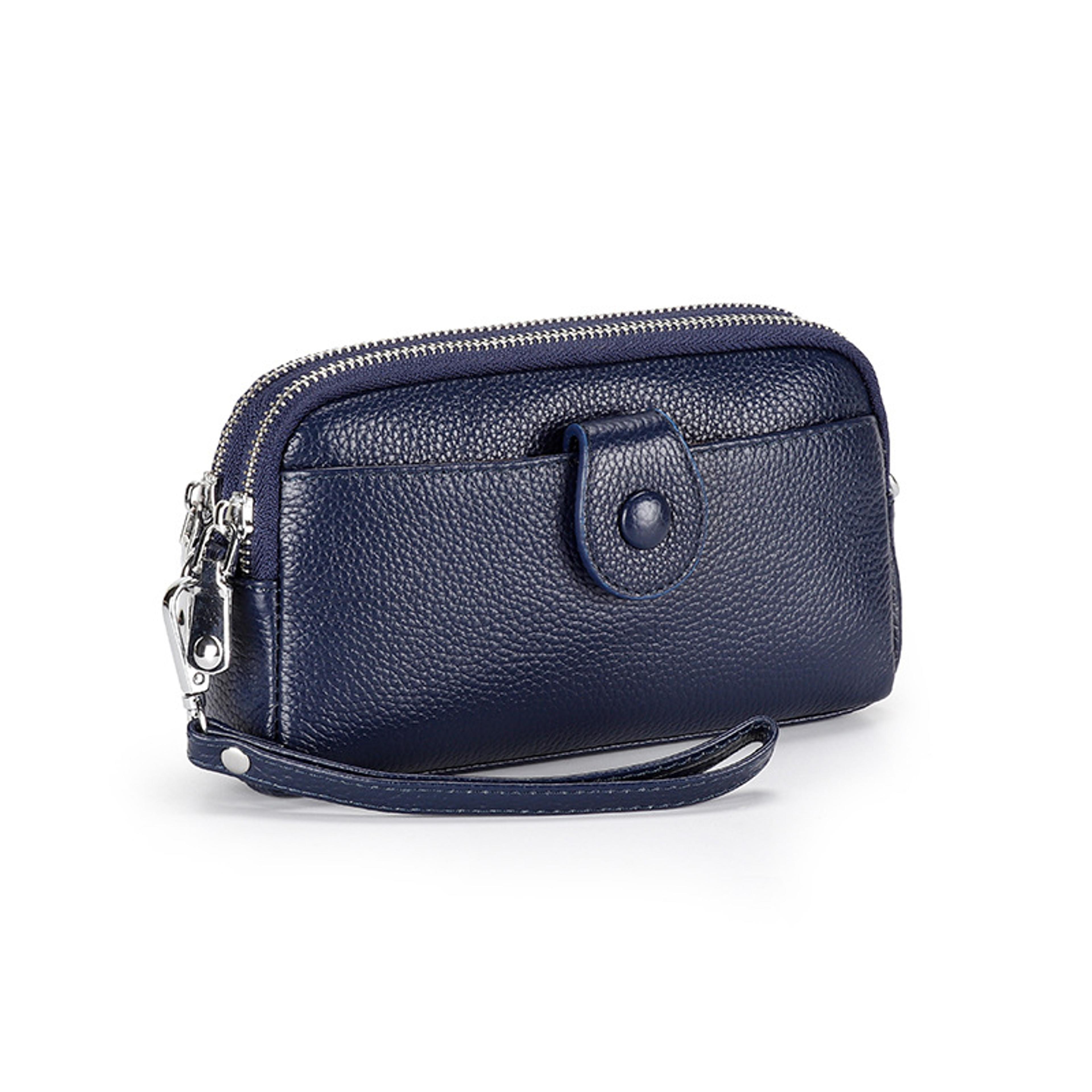 Genuine Leather Wallet Women Clutch Purse With Chain Crossbody Wrist Bag 2