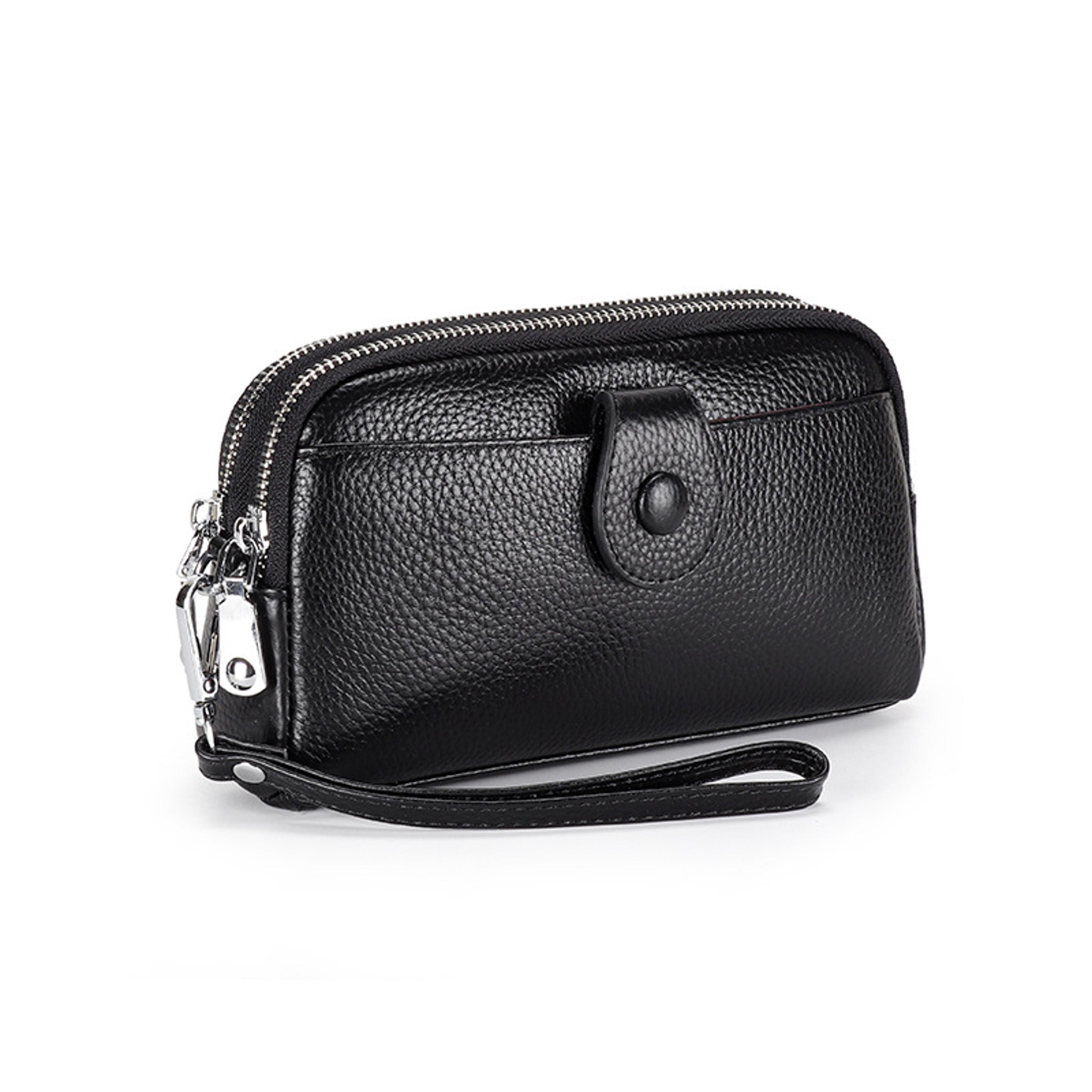 Genuine Leather Wallet Women Clutch Purse With Chain Crossbody Wrist Bag 6