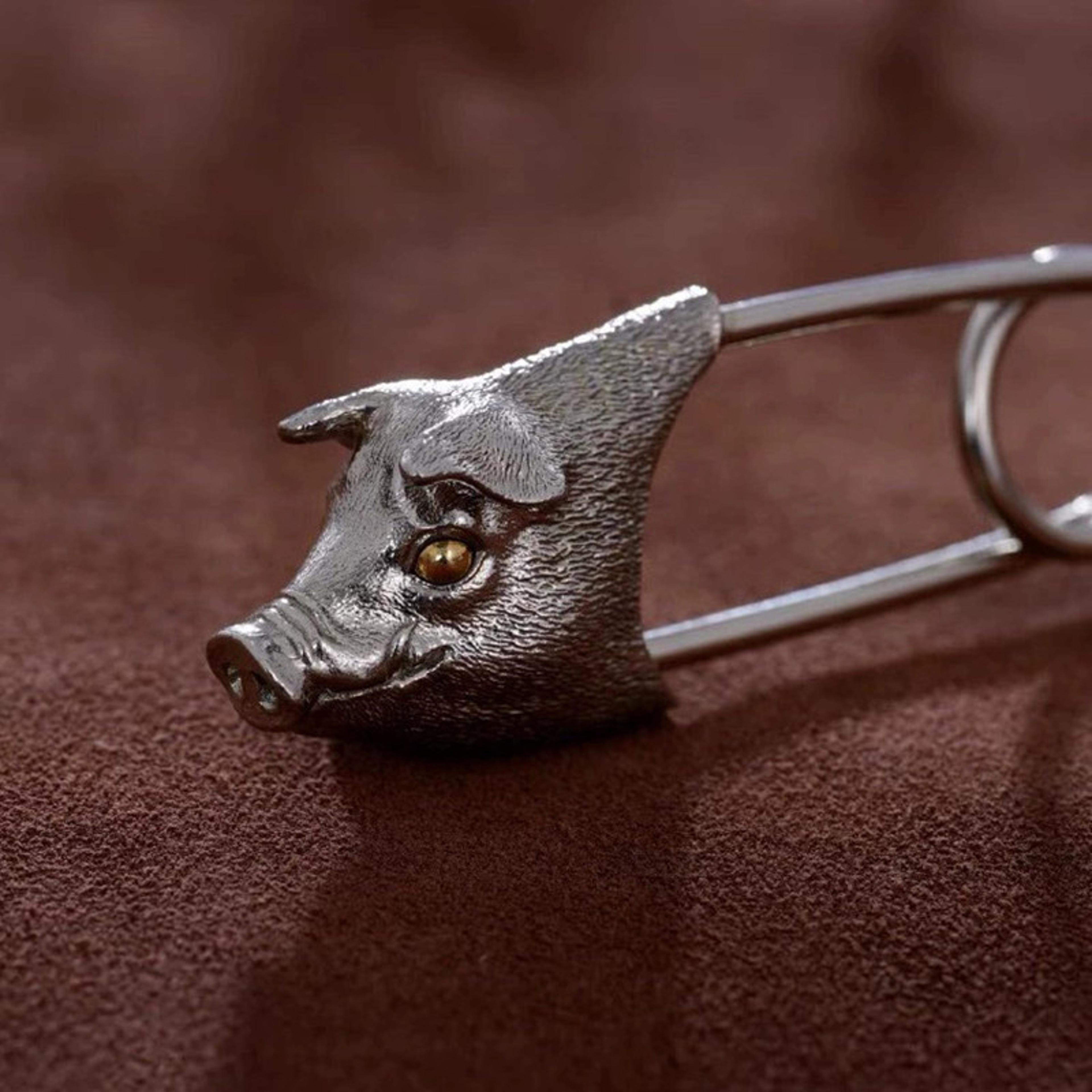 vintage pig head keychain punk animal pendant for bags and keys