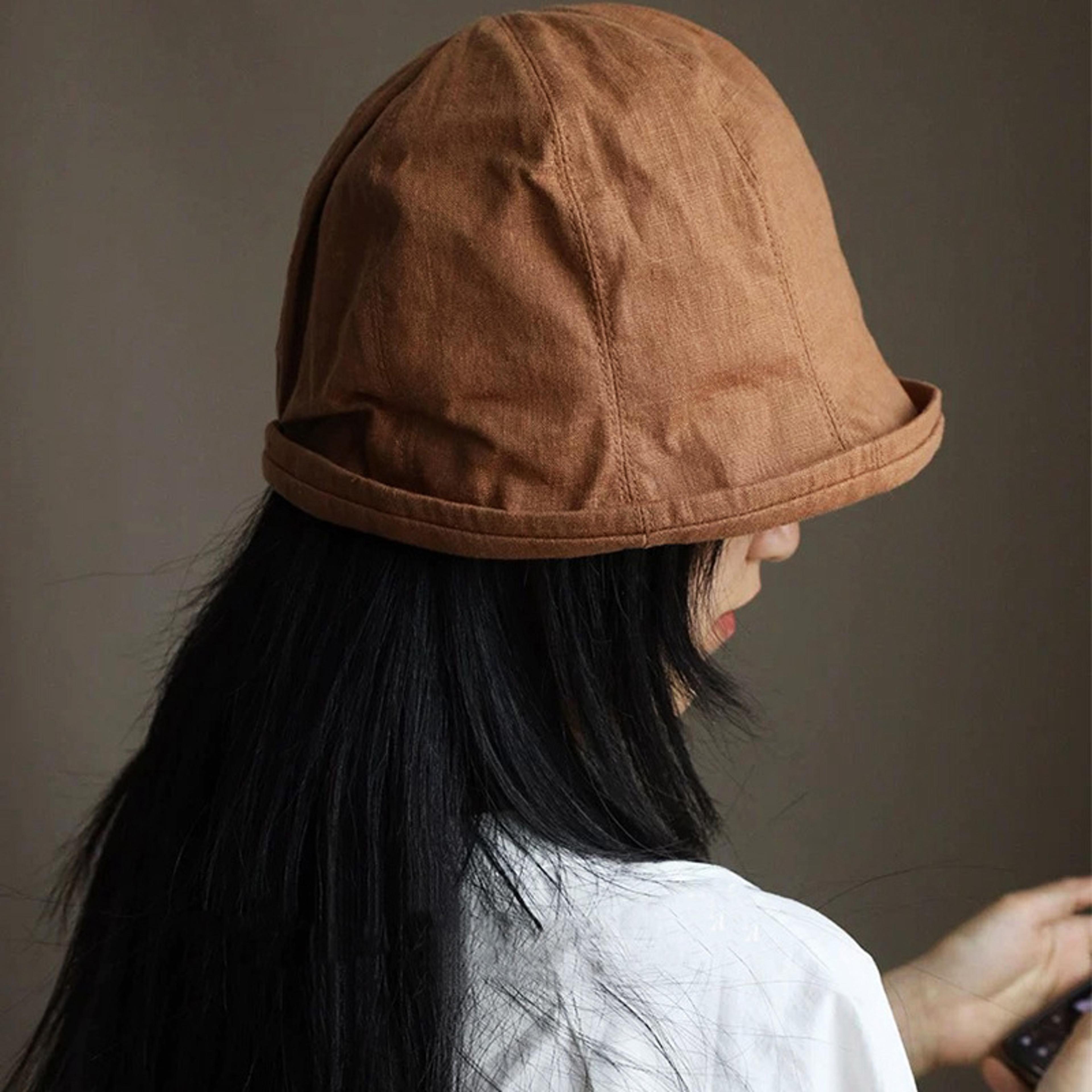 Foldable Linen Sun Hat For Women Wide Brim Bucket Hat For Beach Travel 1
