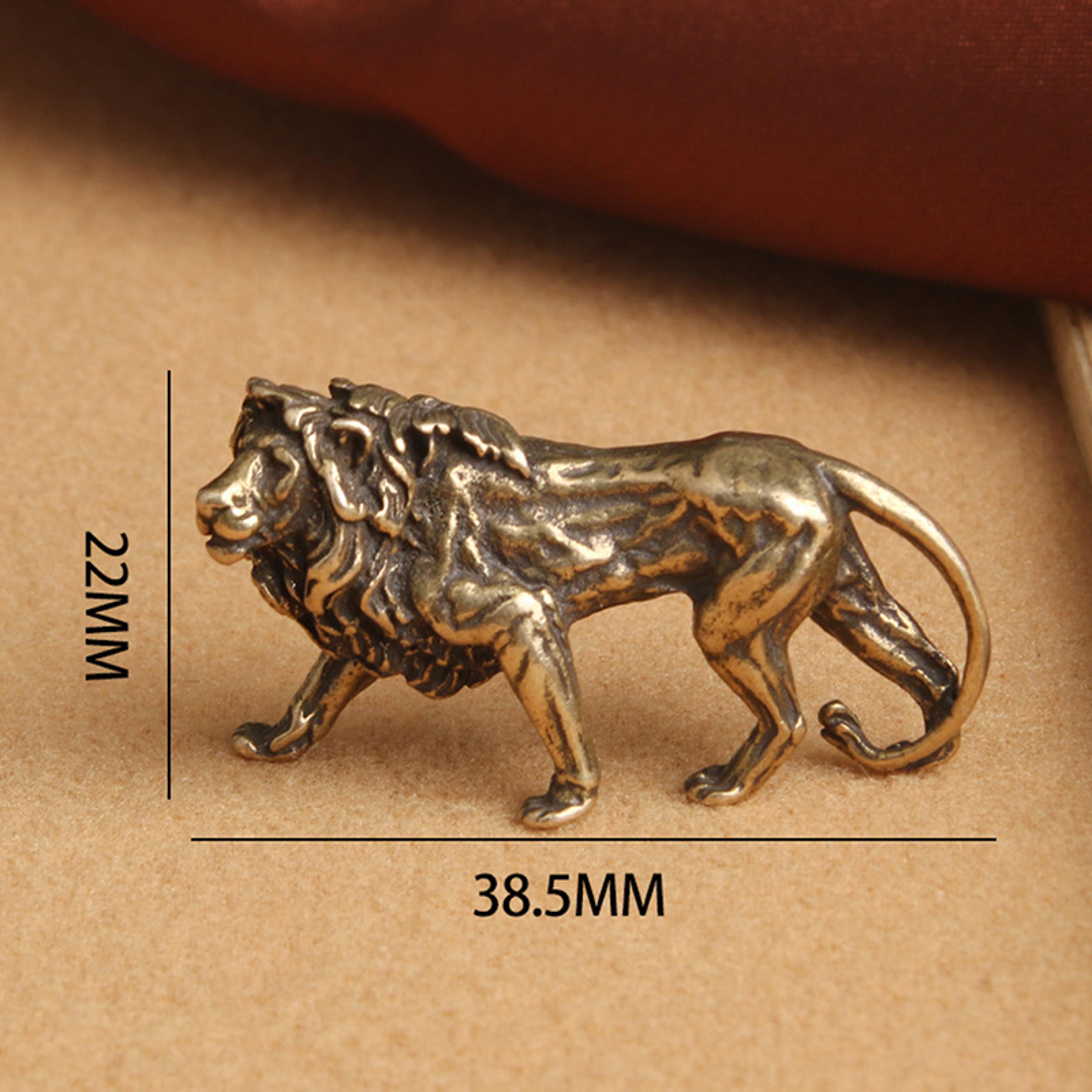 Majestic Lion King Pure Copper Figurine Vintage Brass Desk Decor Statue 5