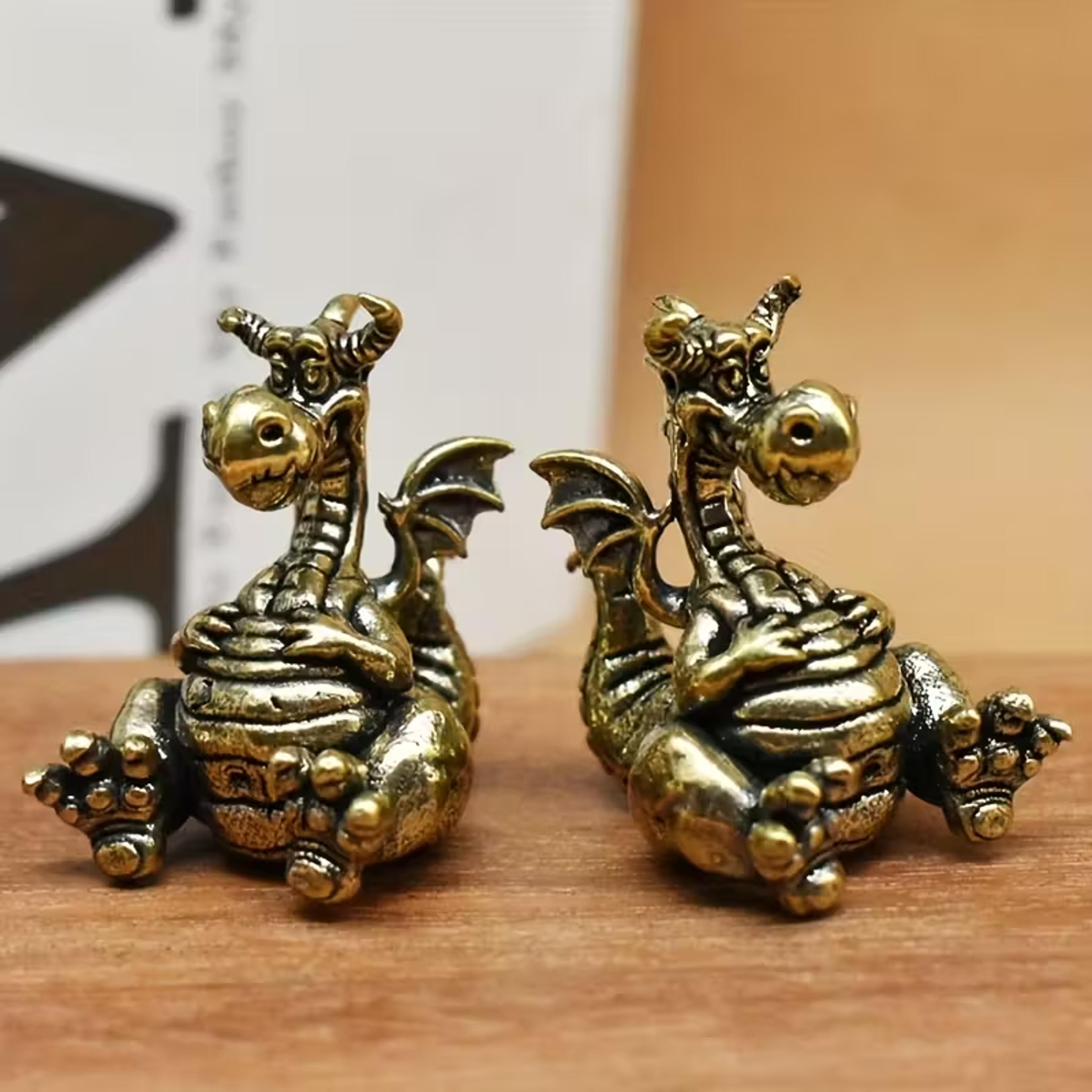 Vintage Brass Dragon Figurine Statue For Home Decor Feng Shui Lucky Ornament 2