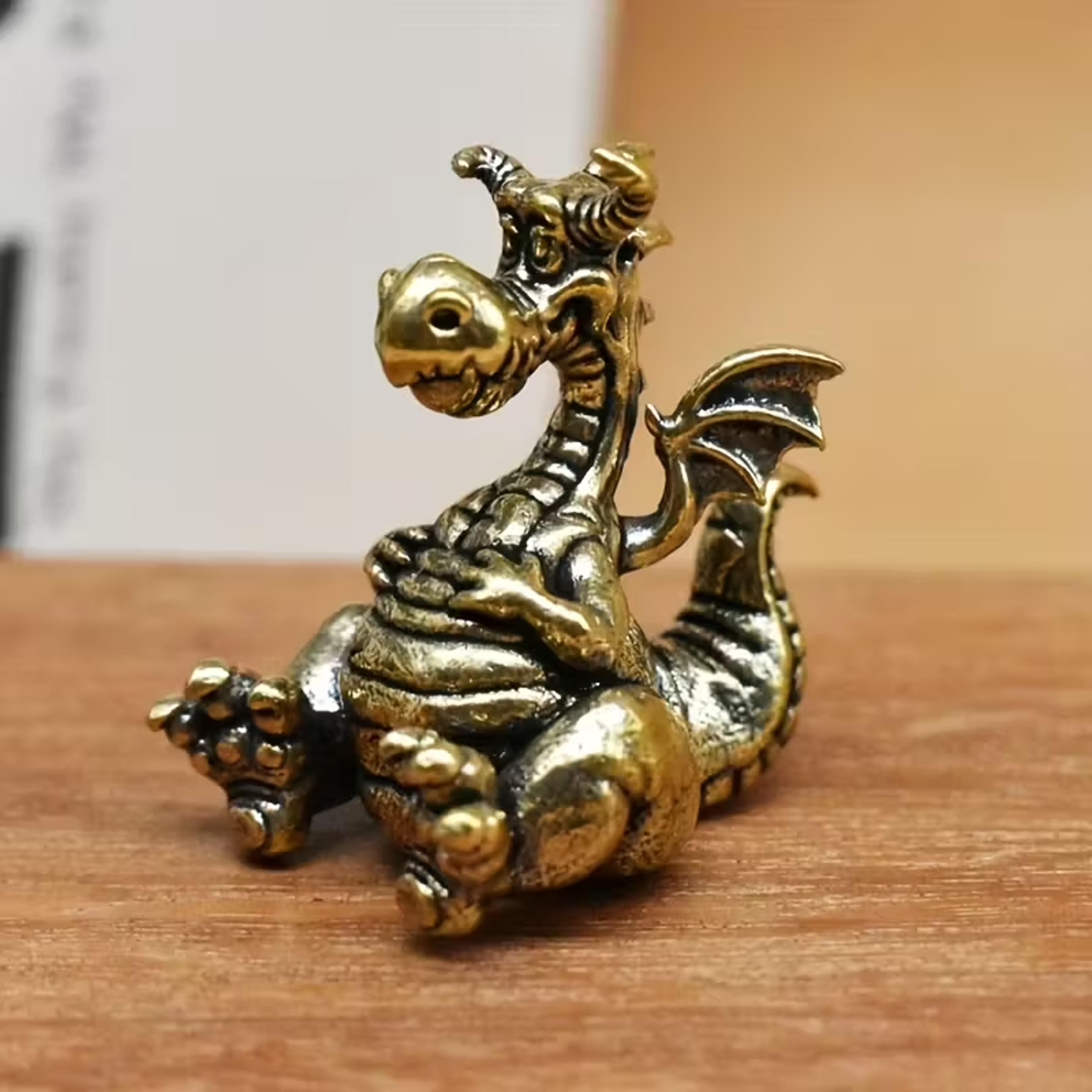 Vintage Brass Dragon Figurine Statue For Home Decor Feng Shui Lucky Ornament 4