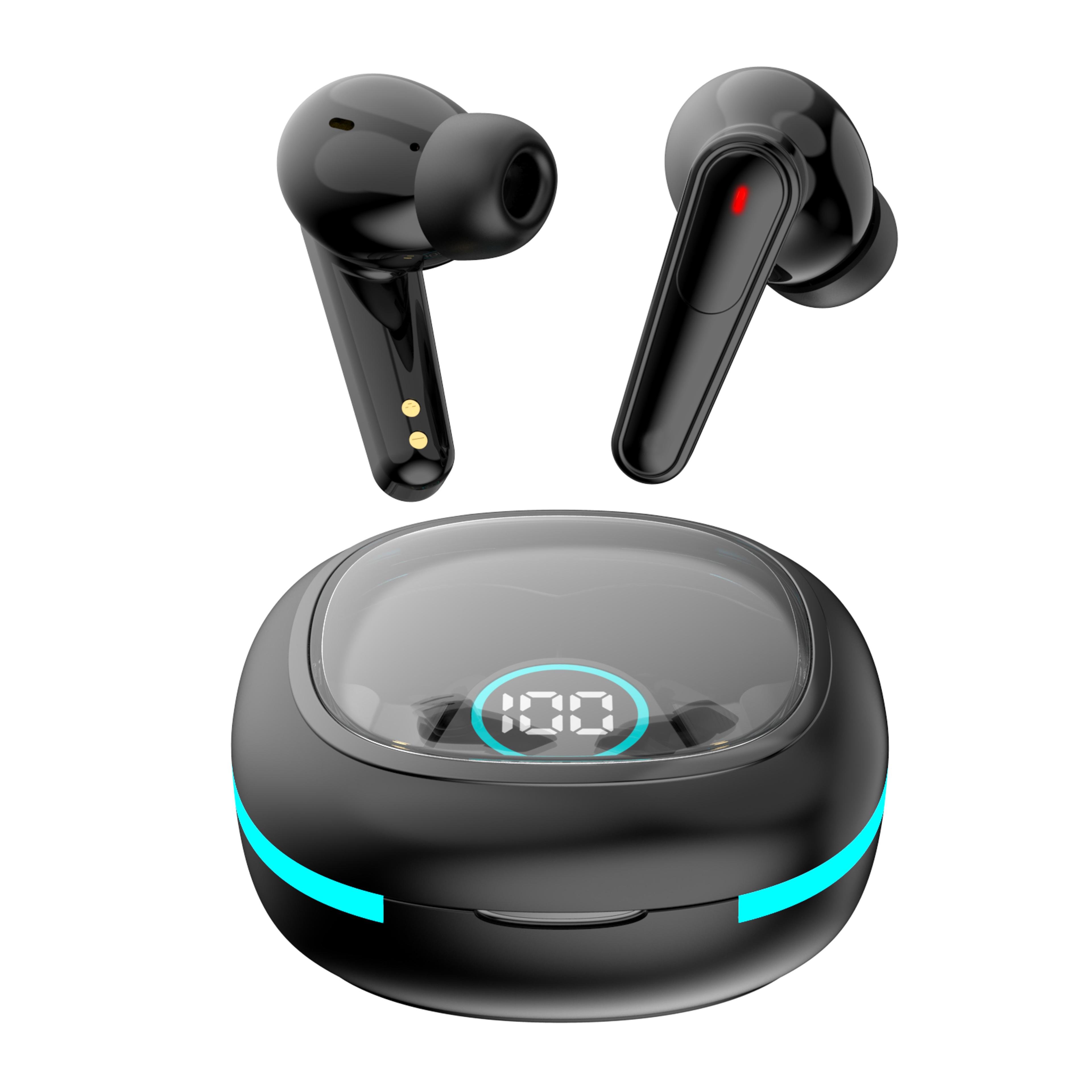 deep bass wireless earbuds with noise cancelling mic & touch control