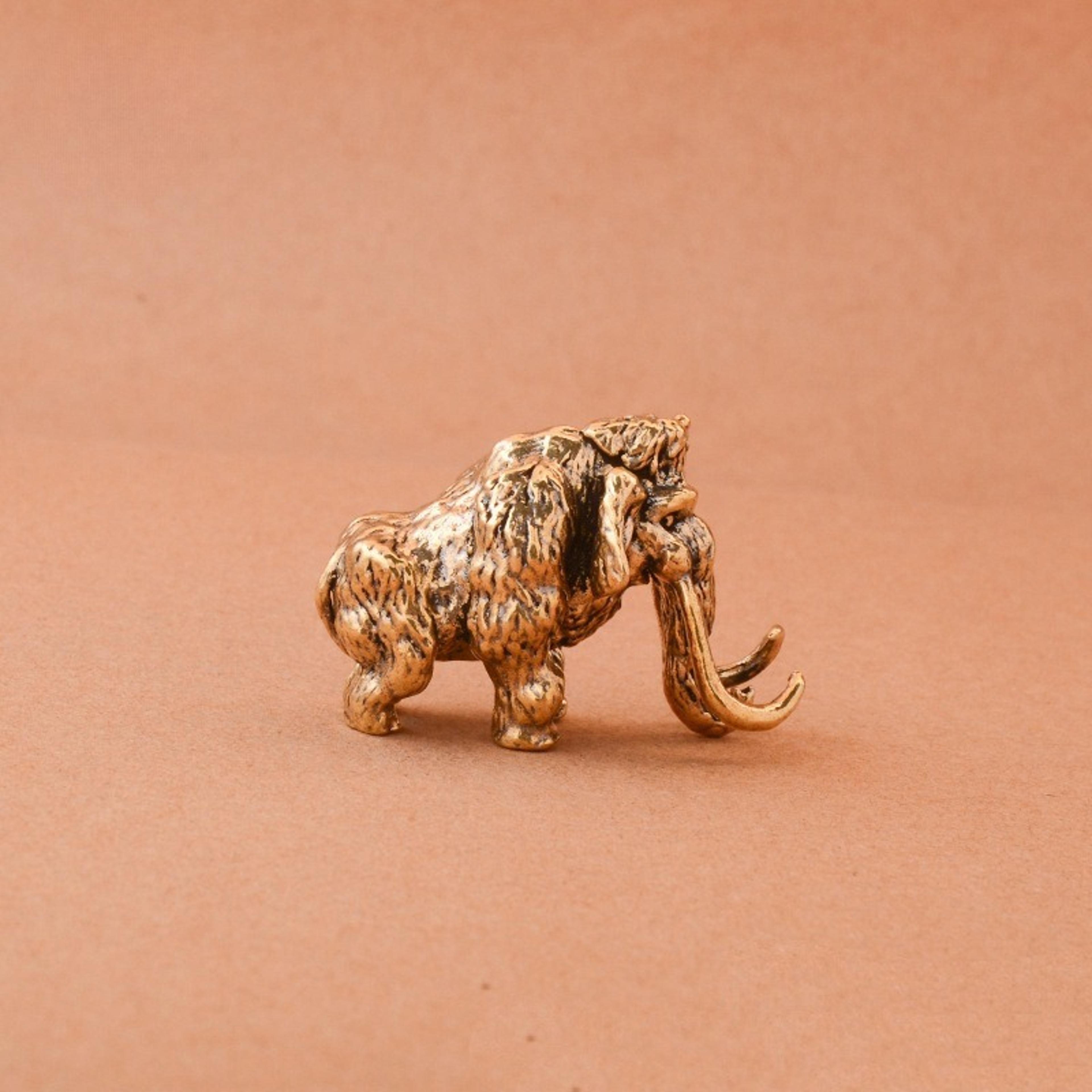 Antique Bronze Mammoth Figurine Miniature Animal Sculpture Desk Ornament 1