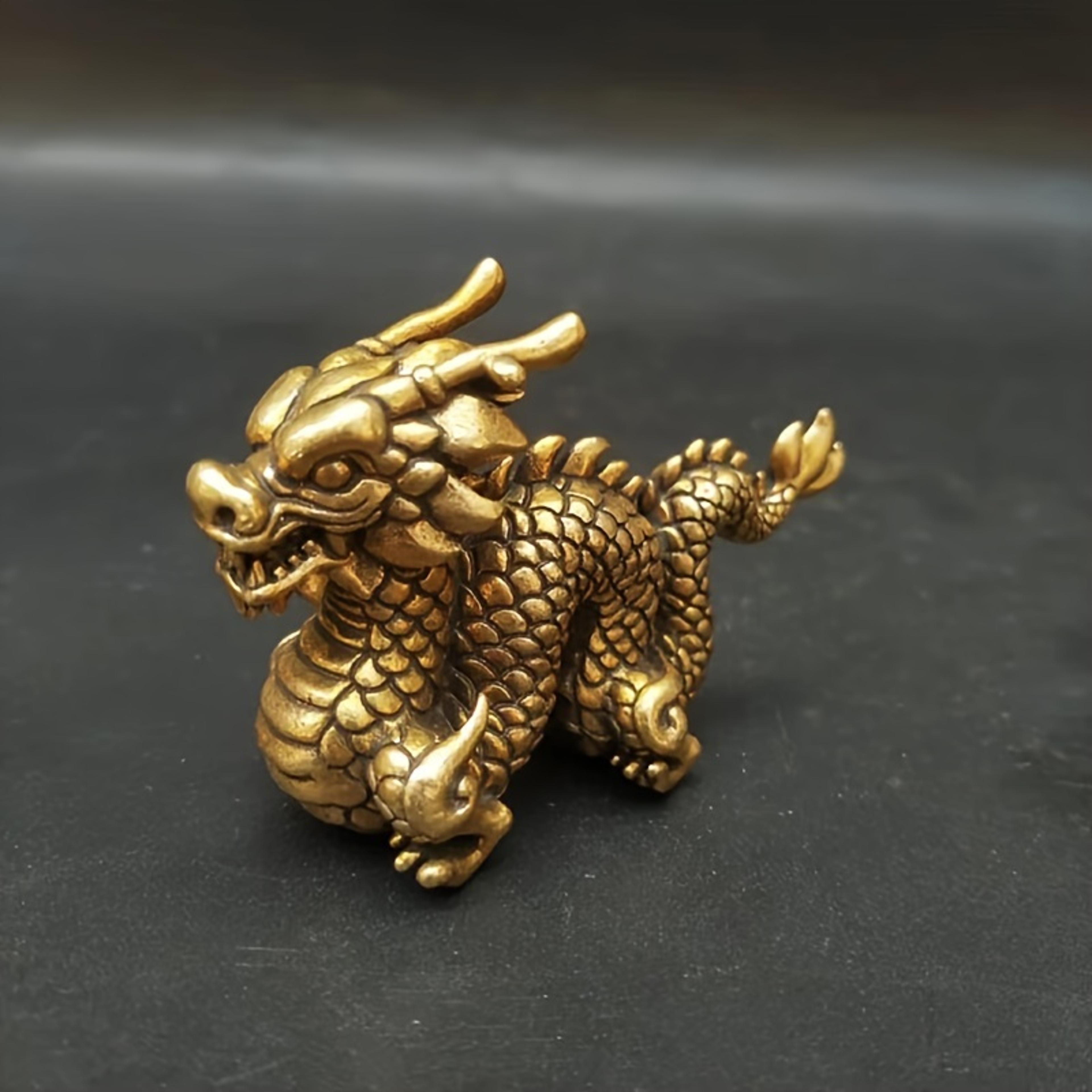 vintage brass dragon statue chinese feng shui dragon decor sculpture