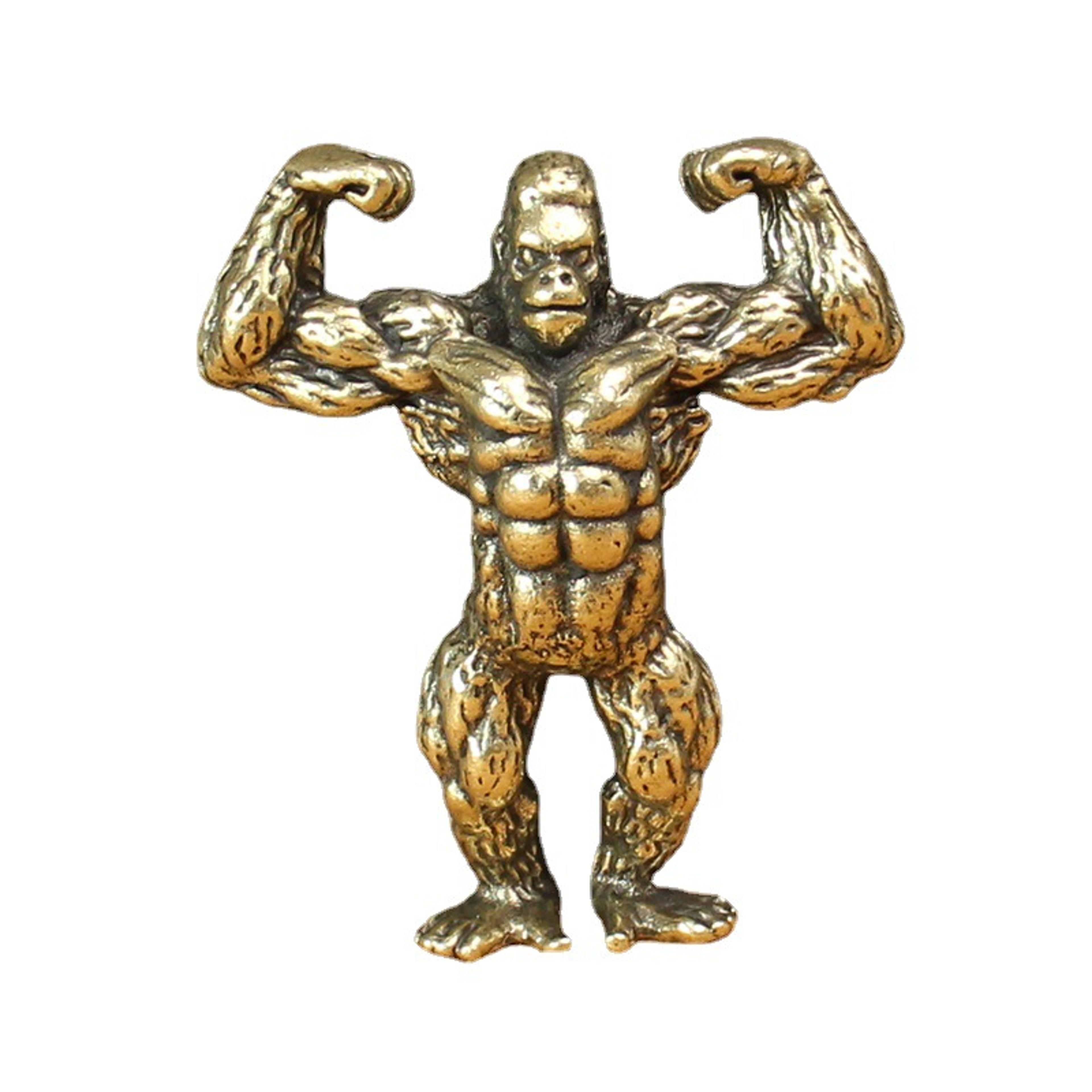 Vintage Bronze Gorilla Sculpture Strong Muscular King Kong Desk Decor Figurine 4