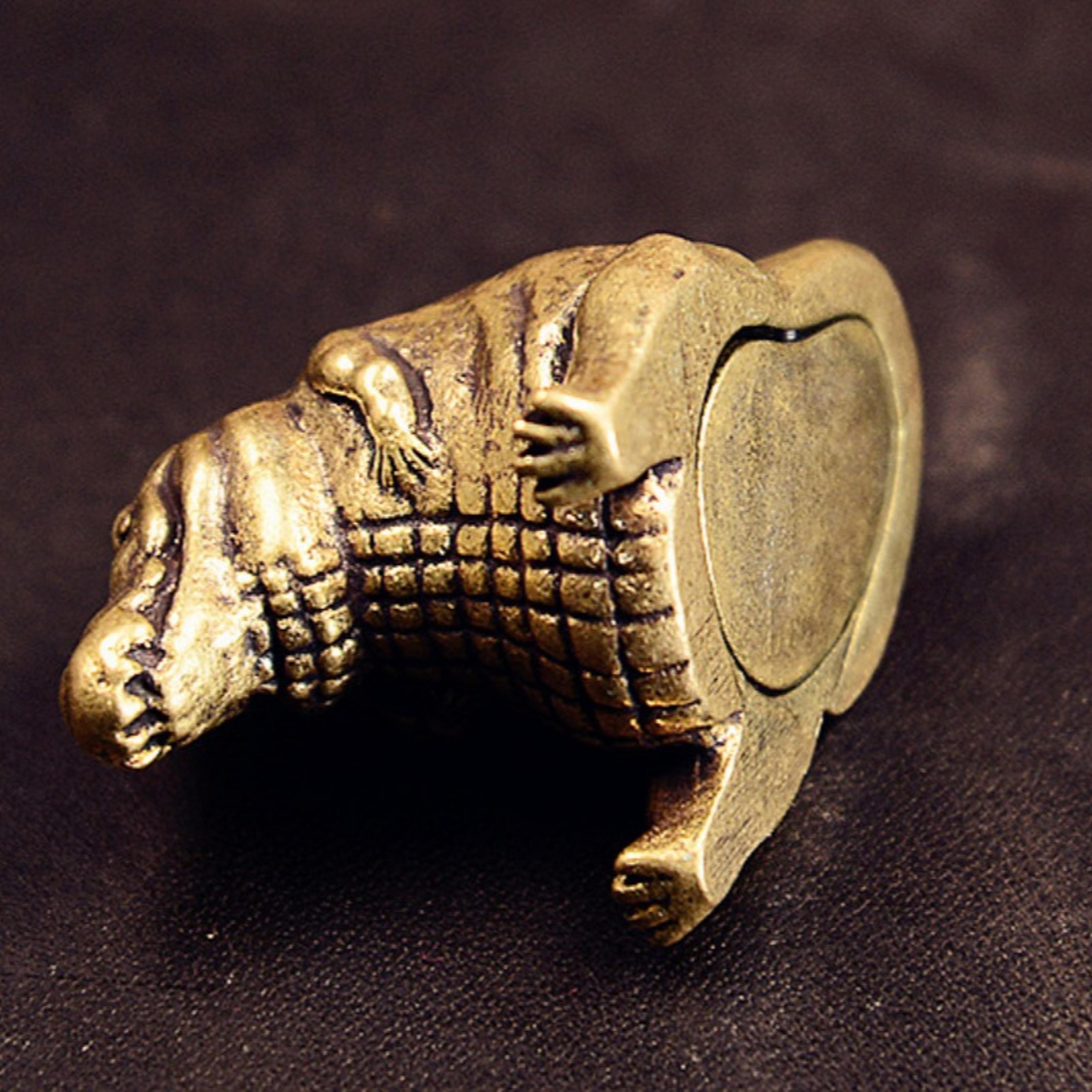 Vintage Brass Crocodile Figurine Mini Desk Decor Collectible Ornament 4