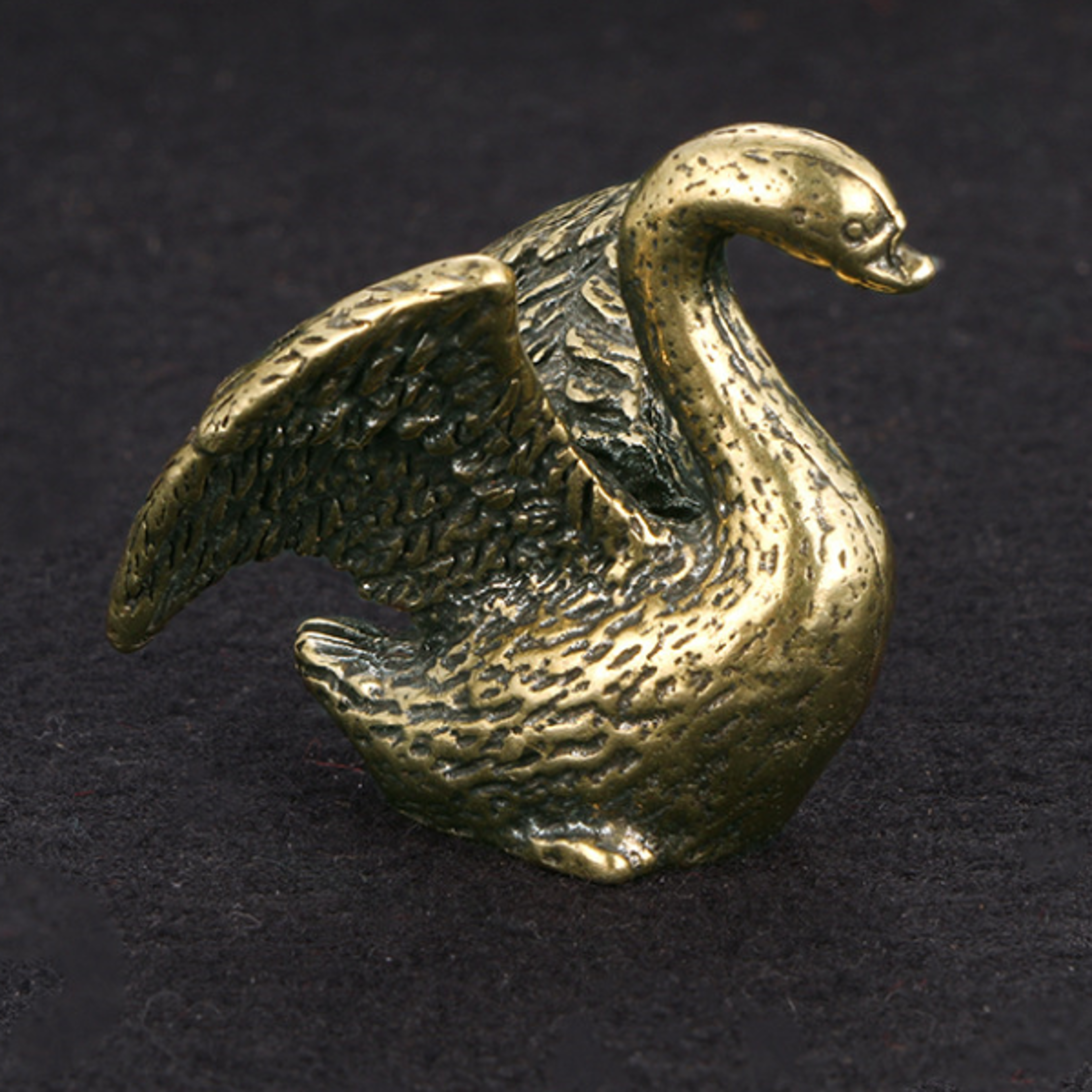 vintage brass swan figurine mini sculpture elegant home decor accent