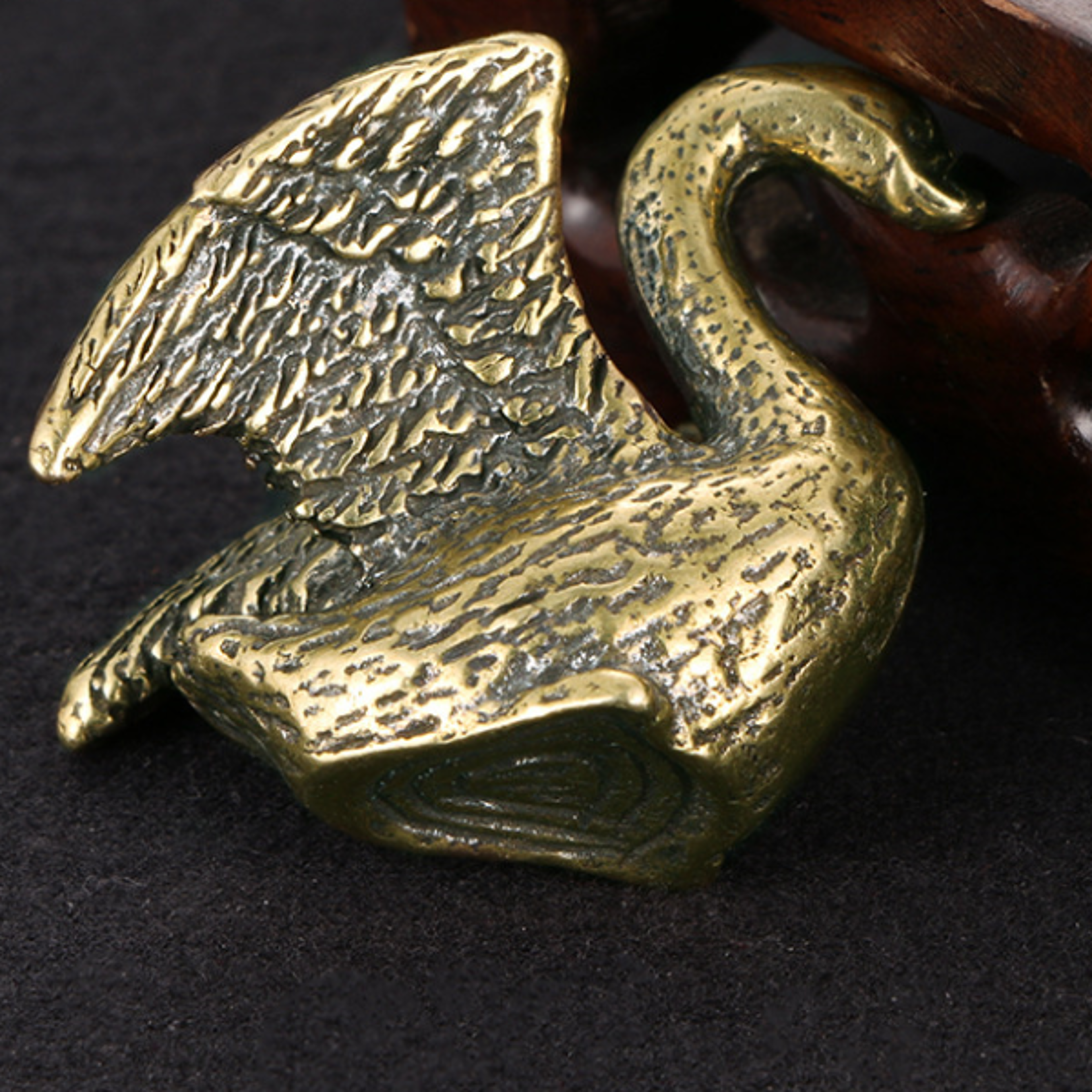 Vintage Brass Swan Figurine Mini Sculpture Elegant Home Decor Accent