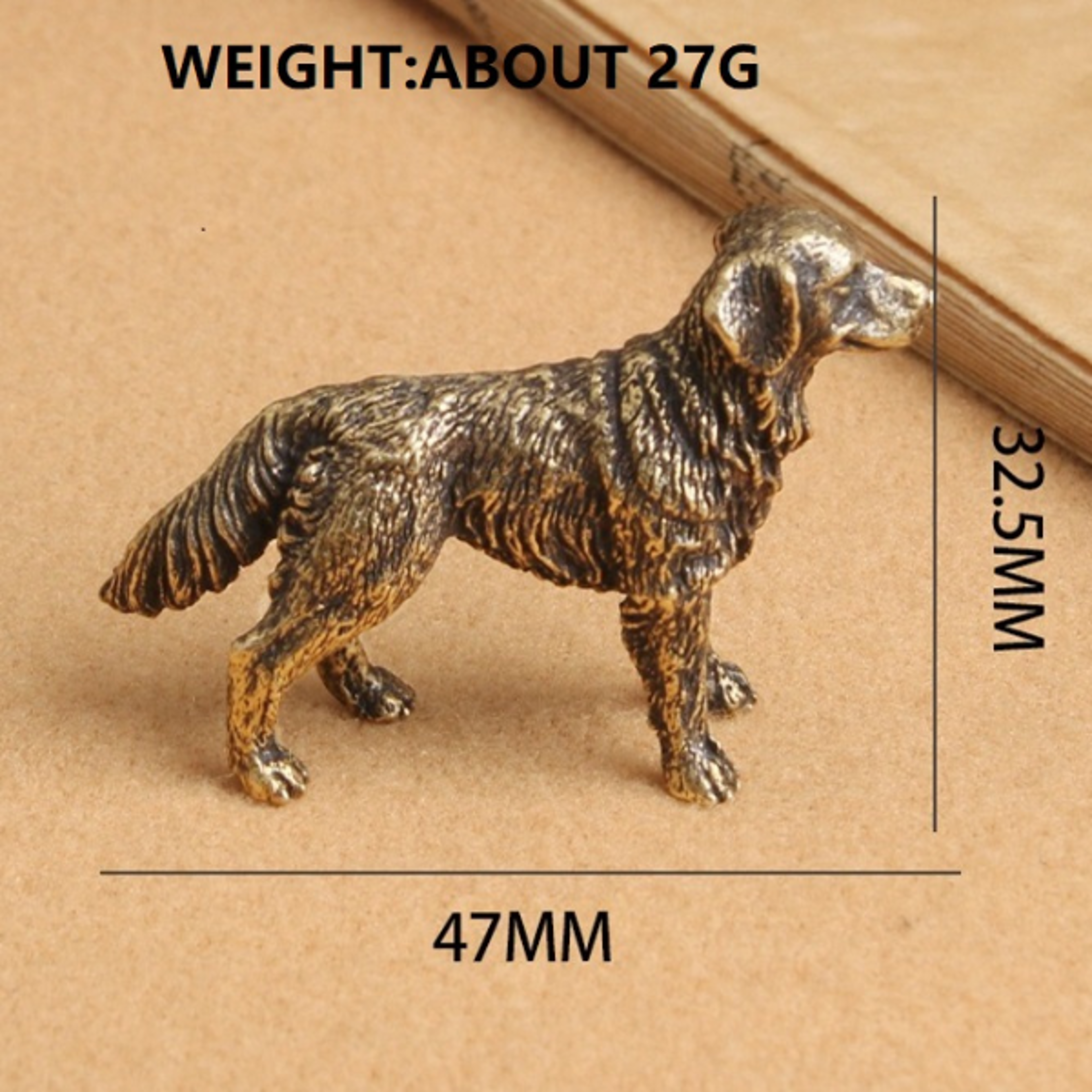 Vintage Brass Dog Statue Lucky Copper Desk Ornament Home Decor