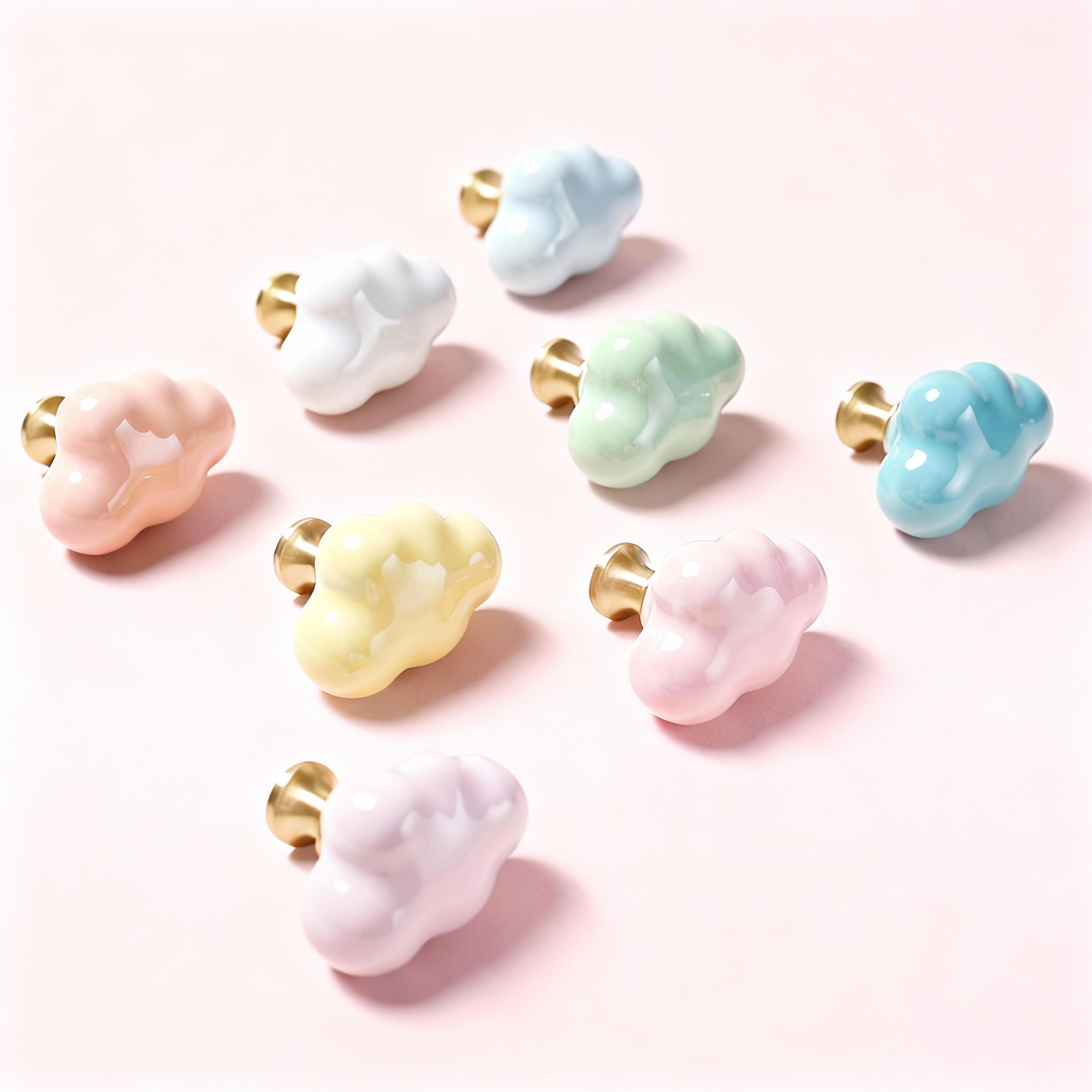 cloud ceramic cabinet knob brass drawer handle for kids room furniture