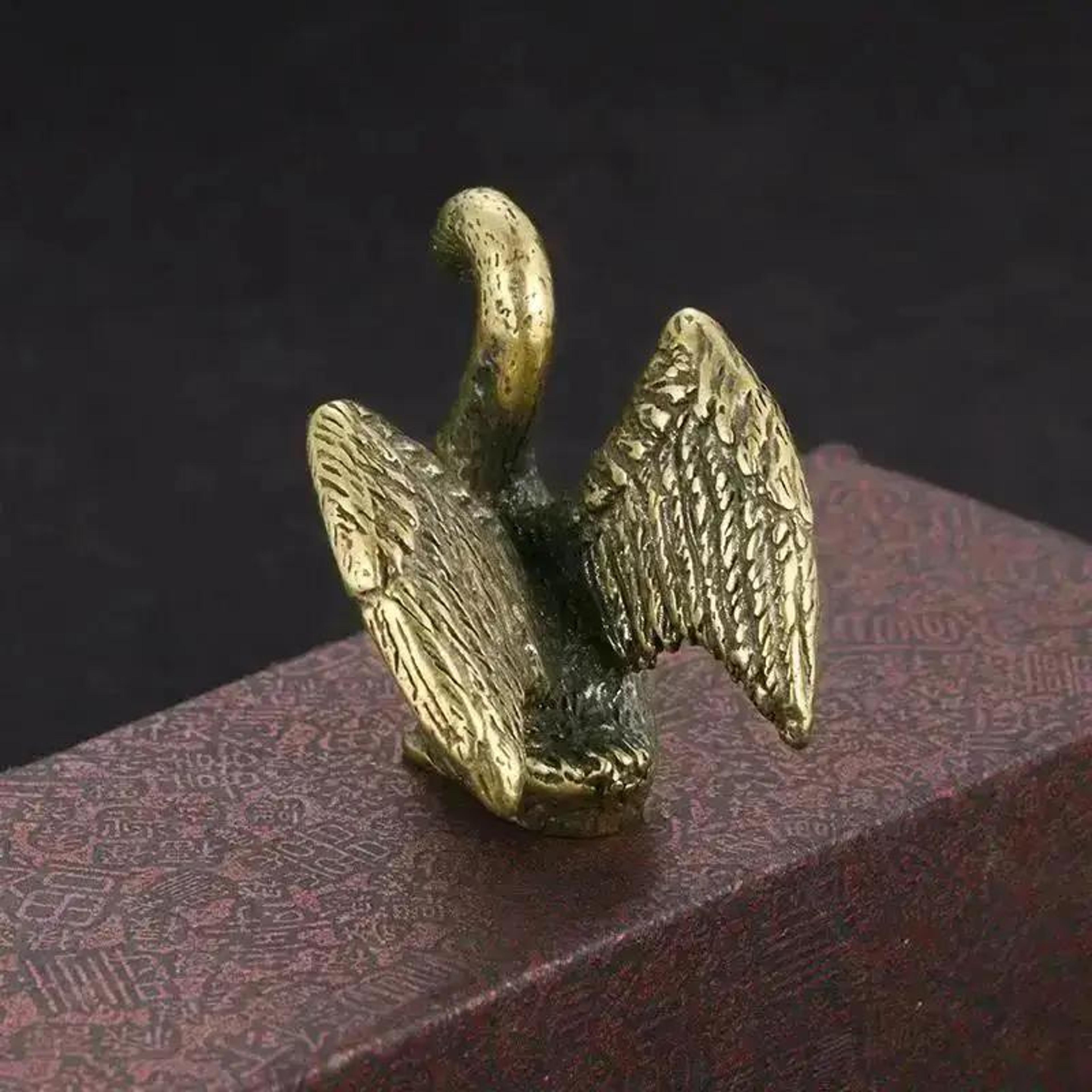 Vintage Brass Swan Figurine Mini Animal Statue For Desk Tea Pet Decor 3
