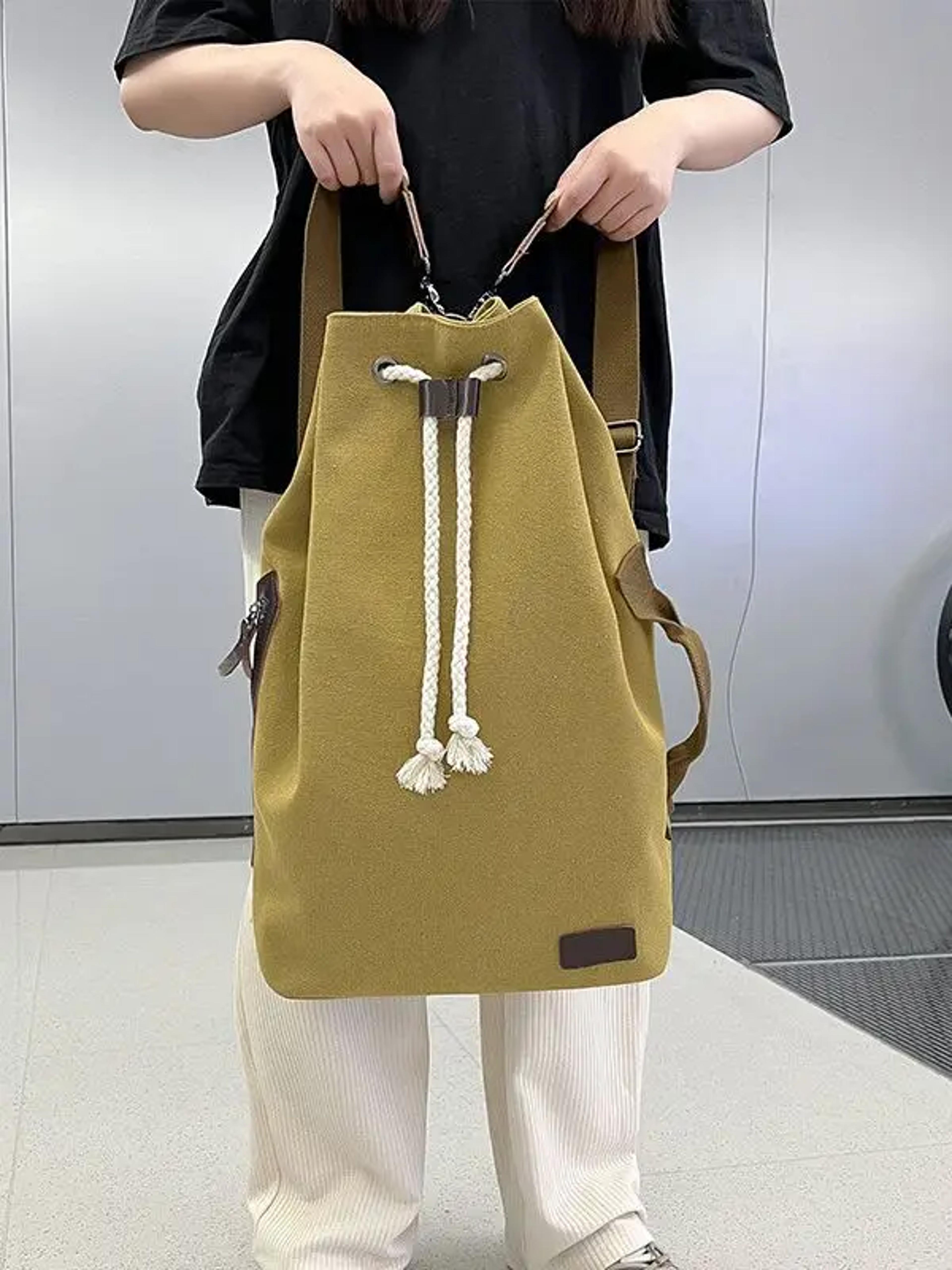 Retro Canvas Bucket Backpack Gym  Travel Bag For Men 2