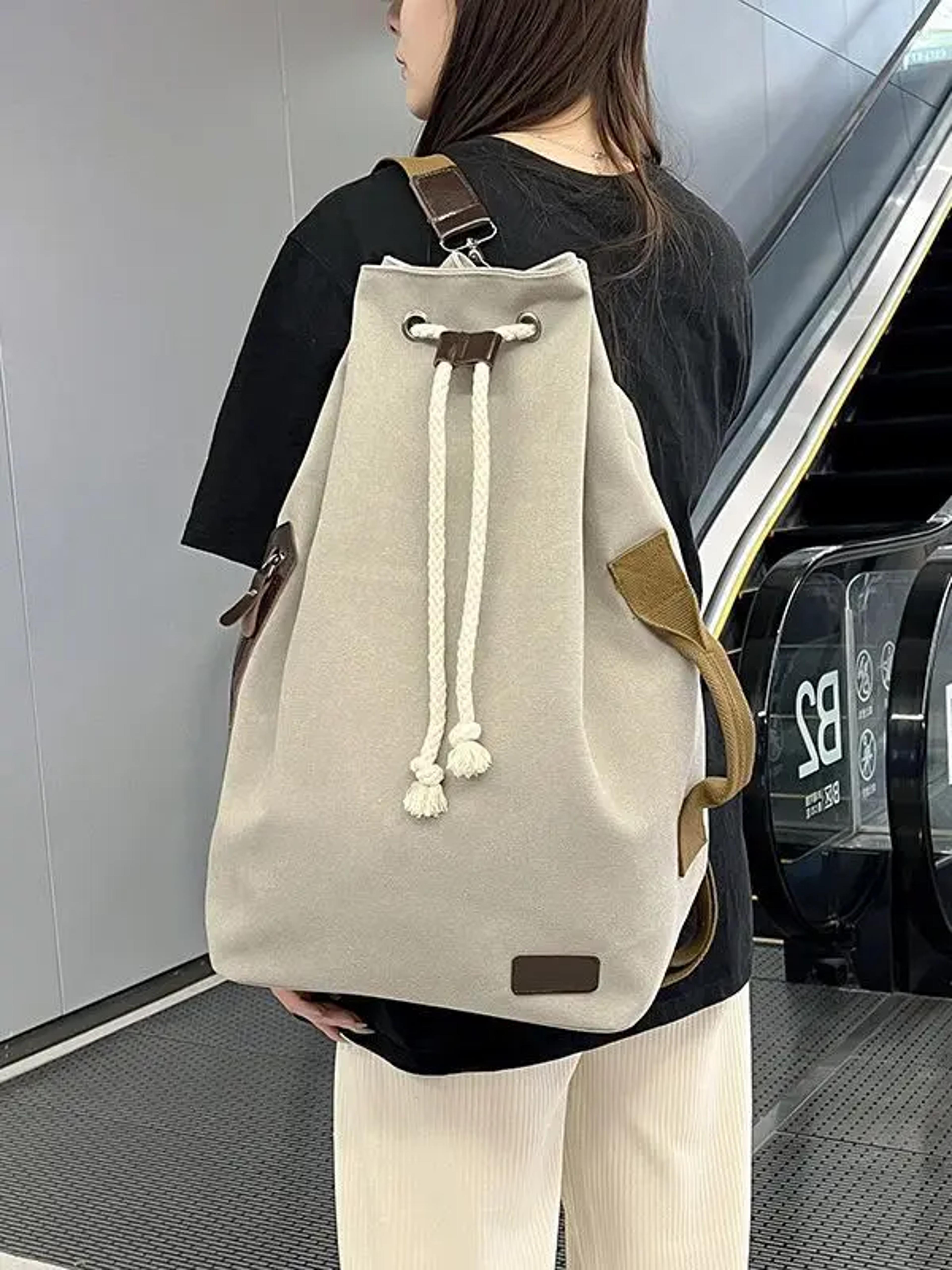 Retro Canvas Bucket Backpack Gym  Travel Bag For Men 4