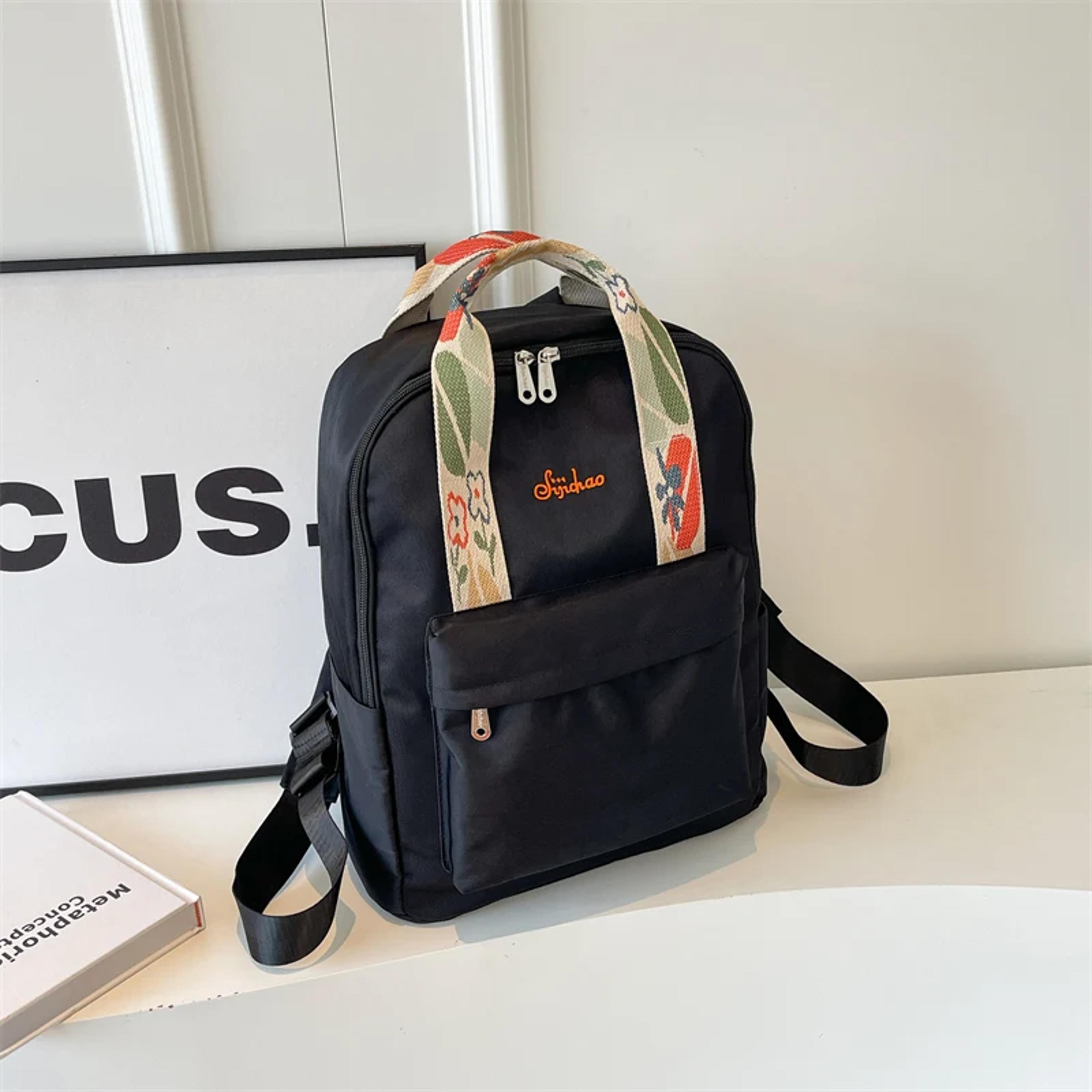 Floral Nylon Women Backpack Large Capacity Multi Pocket Travel School Bag 7
