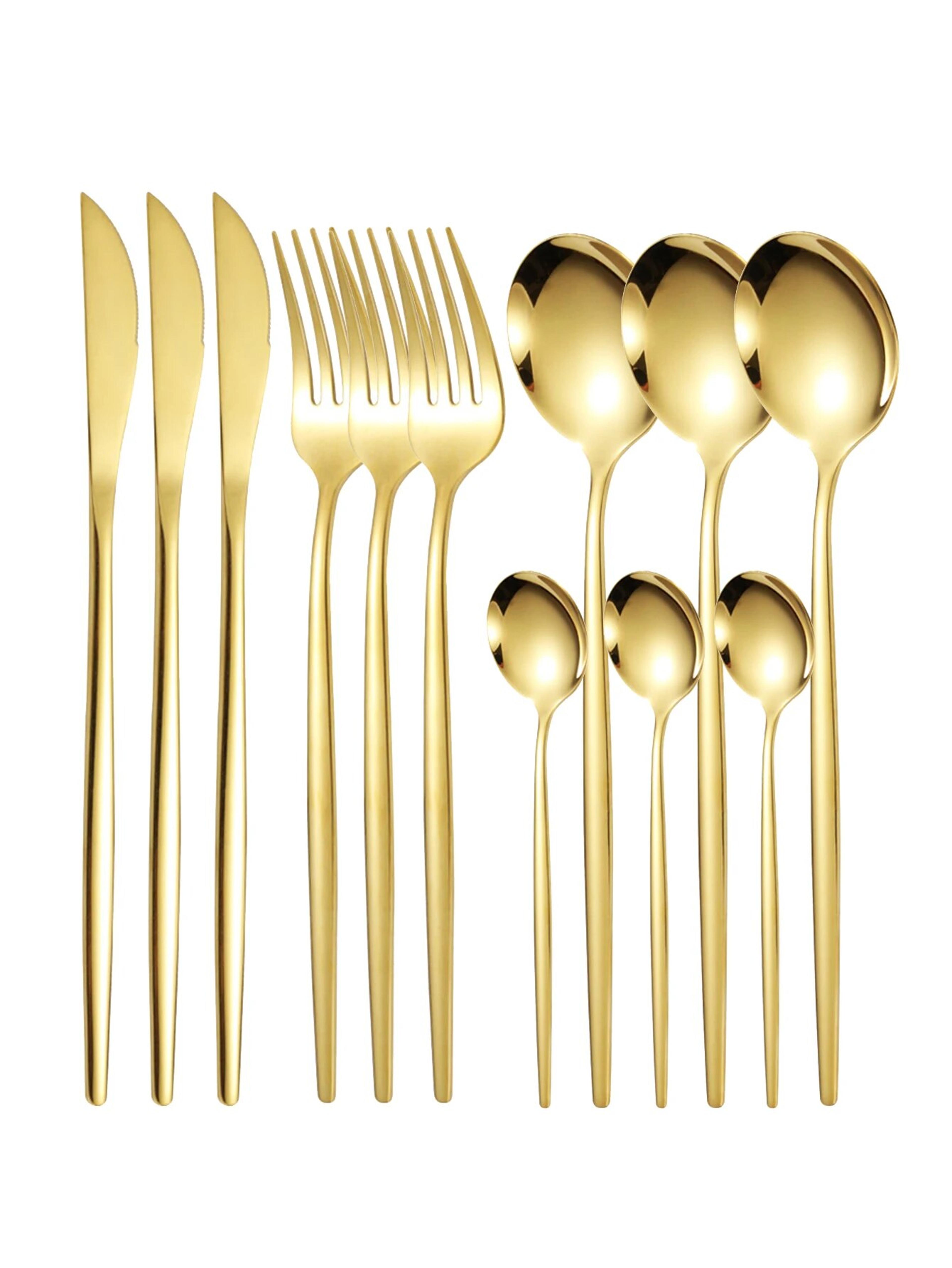 12pc stainless steel cutlery set: portugal steak knife, fork, dessert spoon, coffee spoon