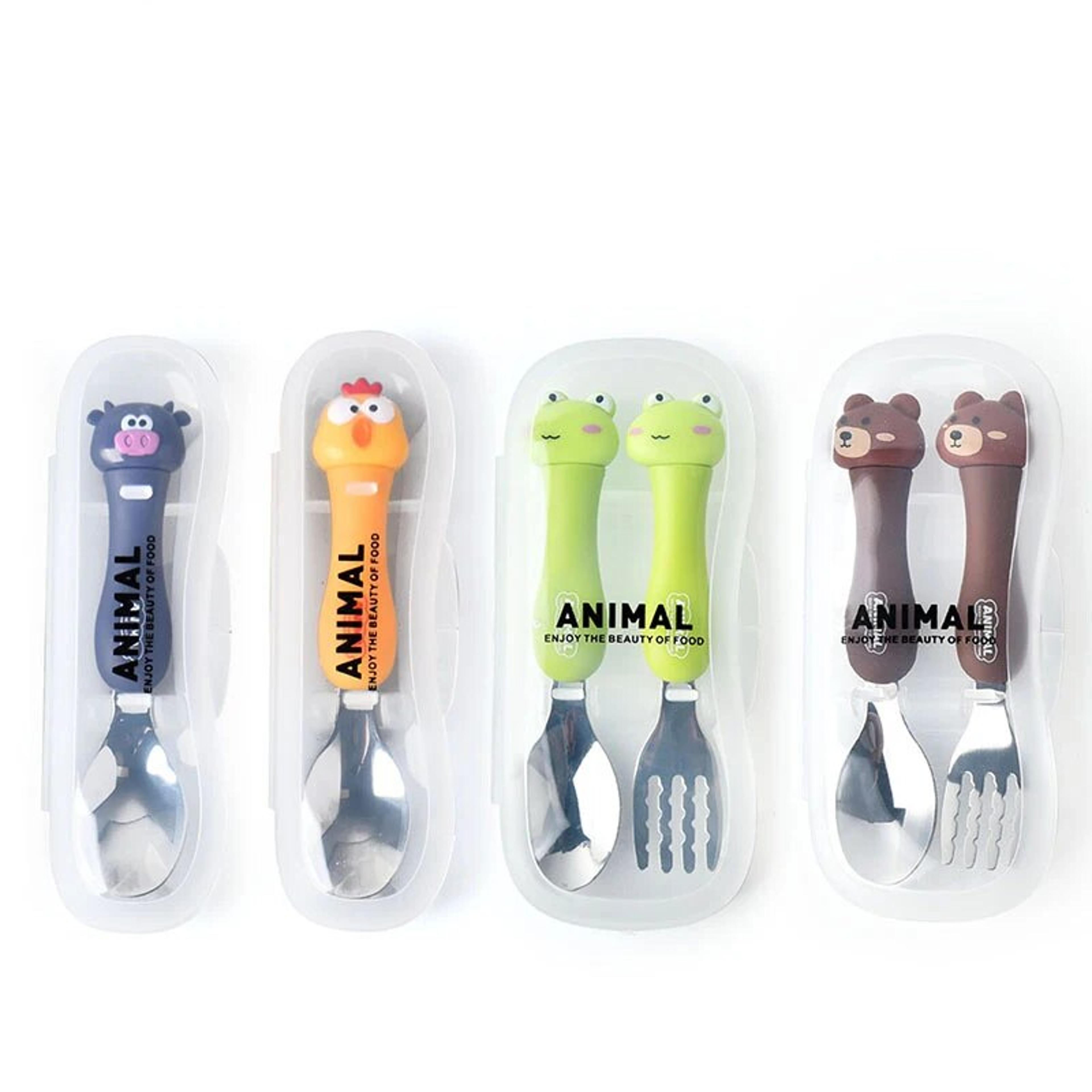 cartoon kids spoon and fork set - children's cutlery for baby gadgets, tableware dessert spoon for kids