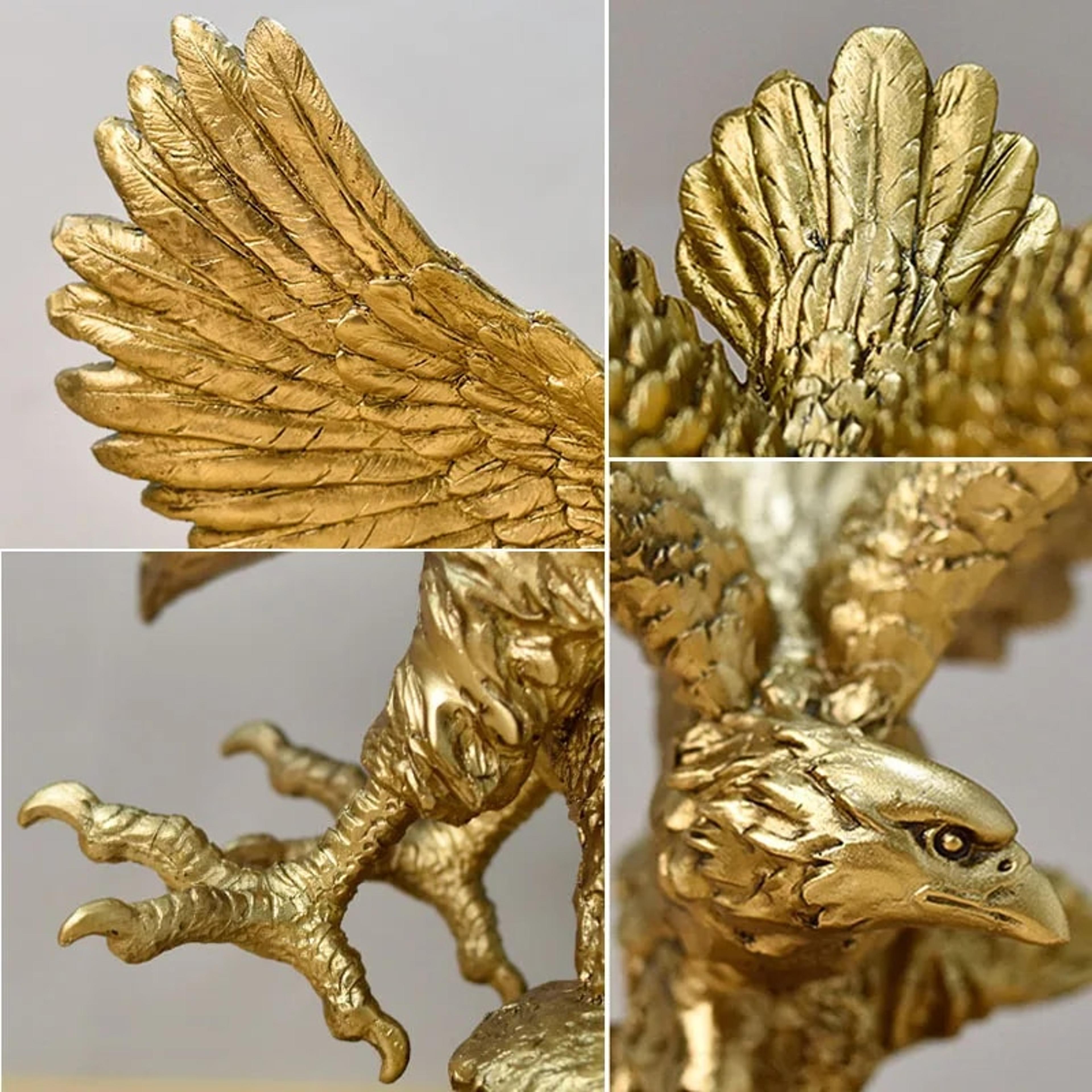 Yg99ResinAmericanGoldenEagleFigurinesHomeOfficeDesktopDecorationModelCollectionStatuesOr