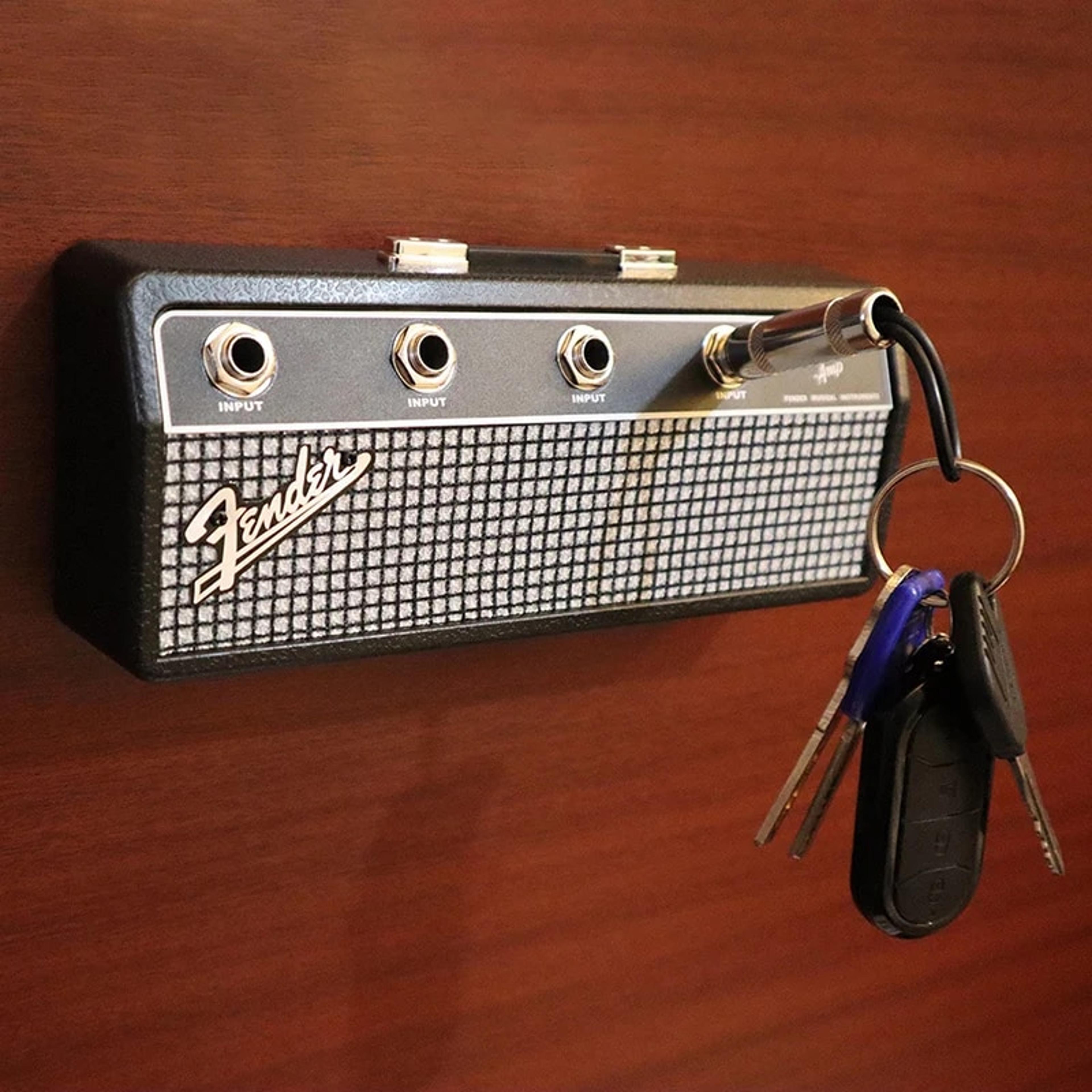 fender guitar wall mount key ring holder - vintage style music key storage frame for home decoration gift 2.0