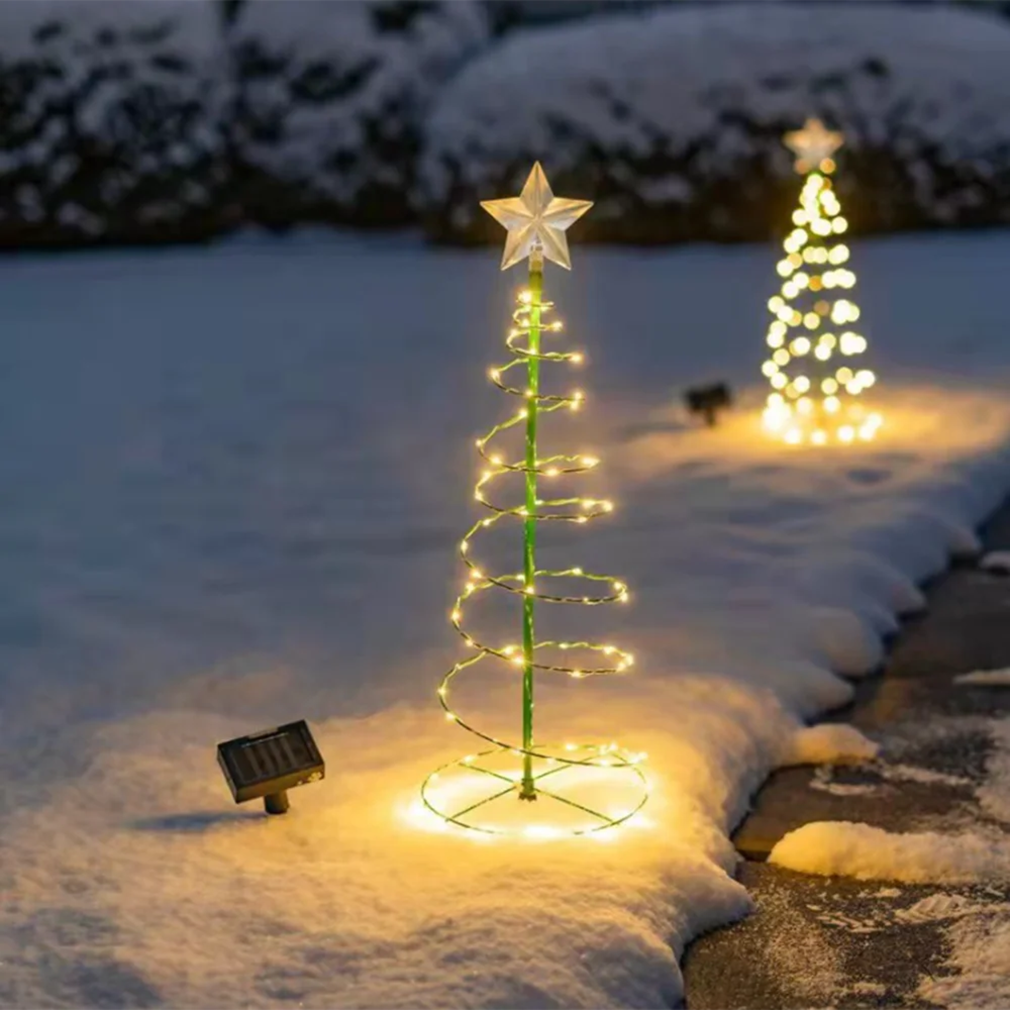 solar outdoor christmas tree lights: led ground lamp string for garden decor - waterproof ip65 star lanterns