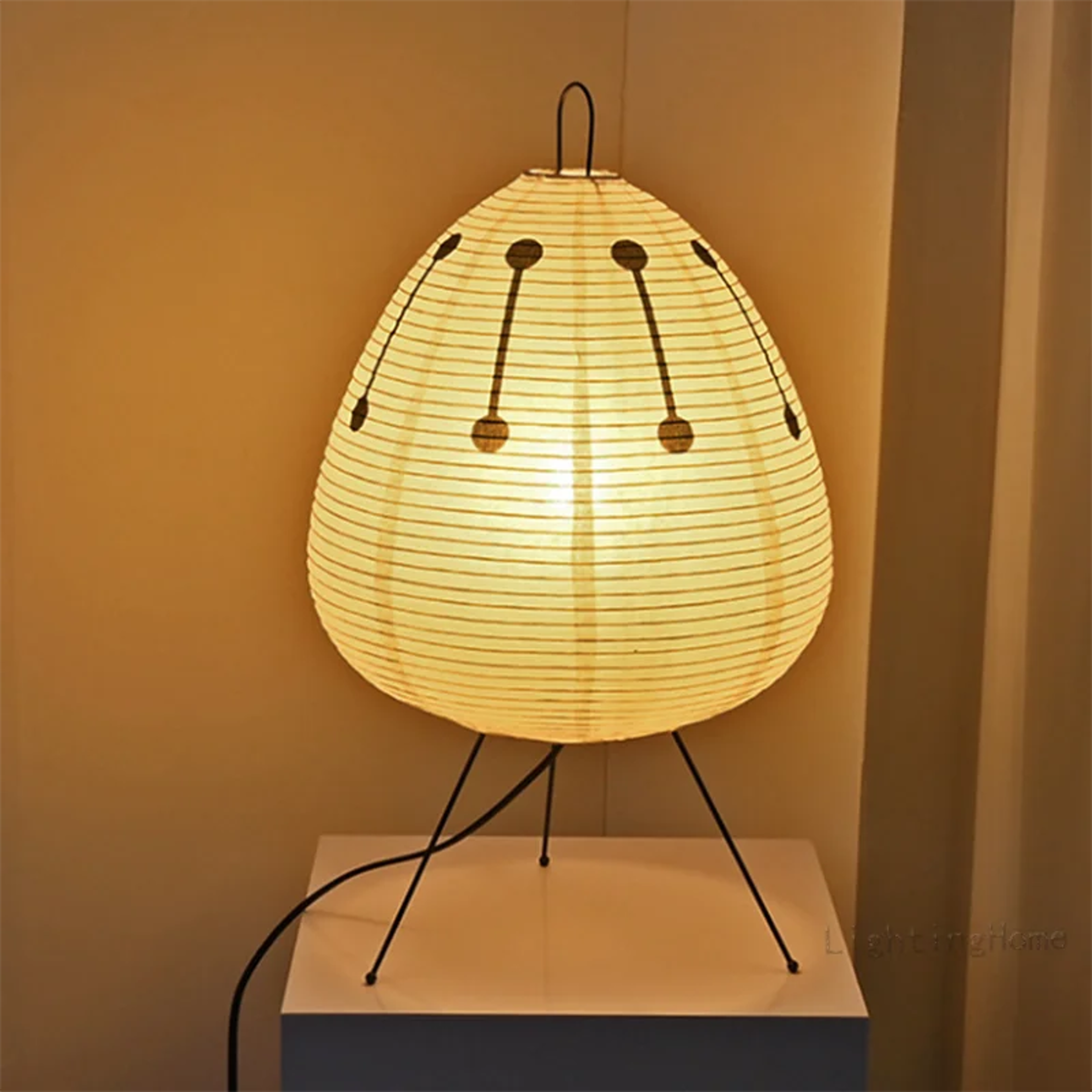 japanese akari wabi-sabi table lamp: printed rice paper