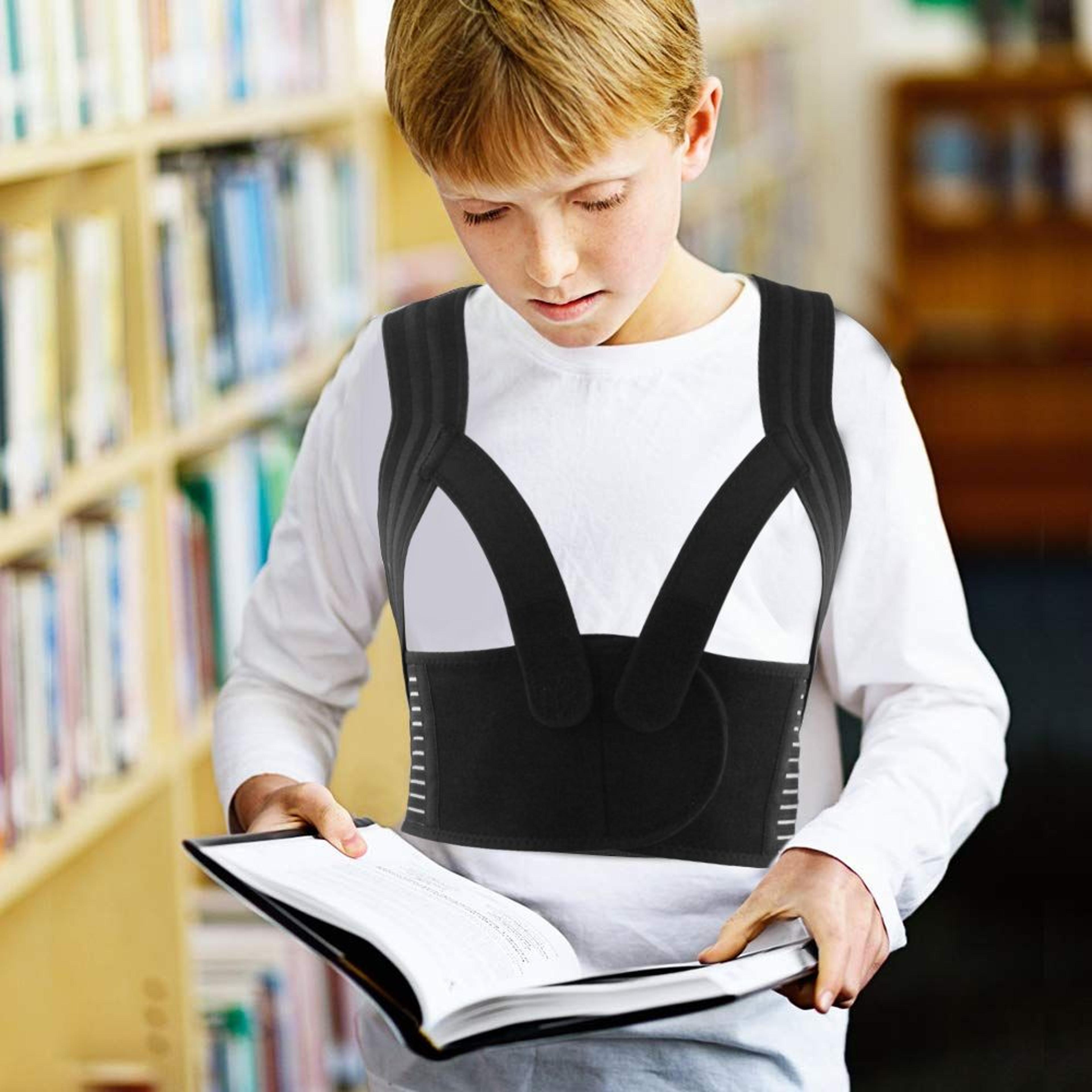 kids back posture corrector, adjustable upper back & clavicle support brace for thoracic kyphosis relief