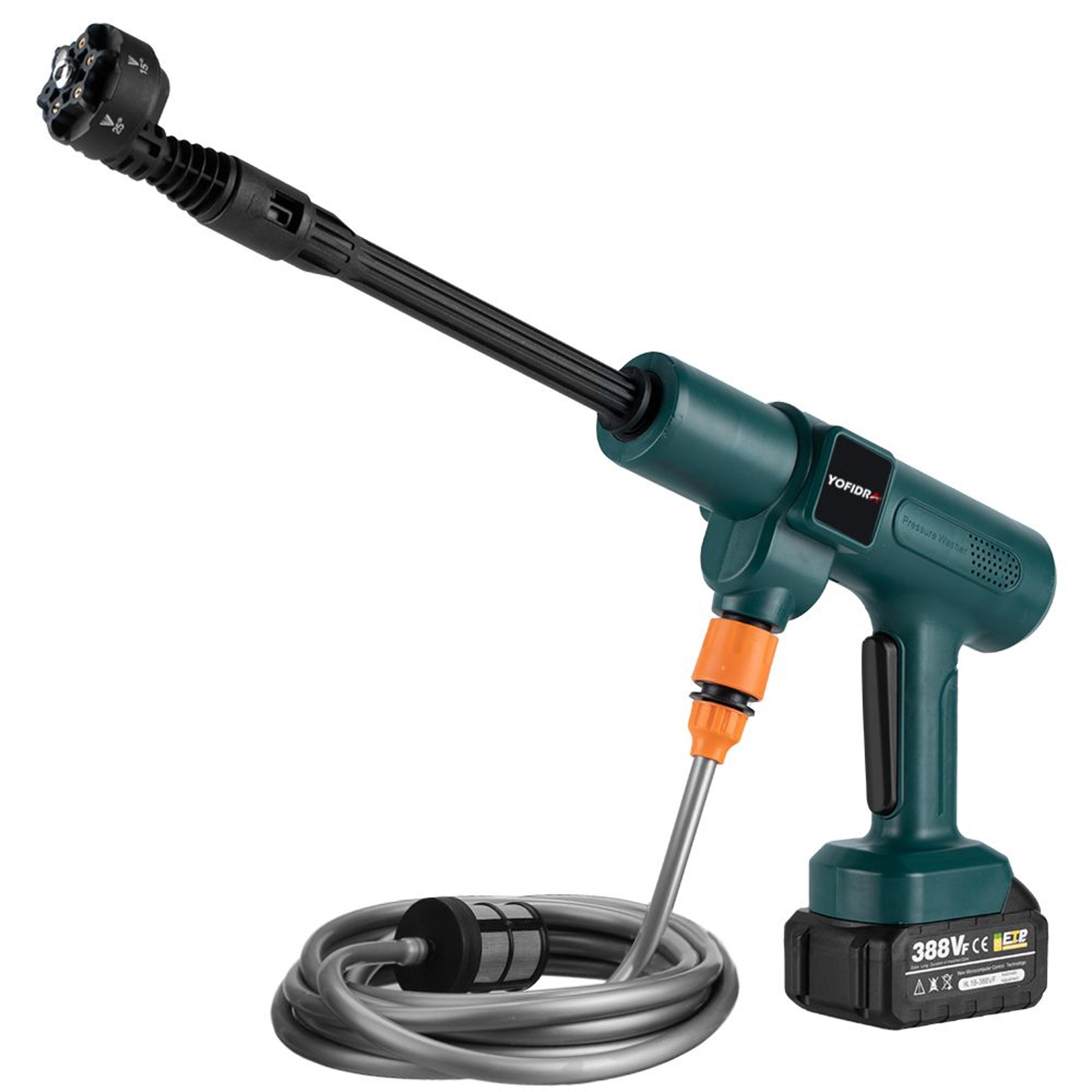 cordless 200bar high pressure washer, 6-in-1 brushless foam generator for household cleaning & garden tool use