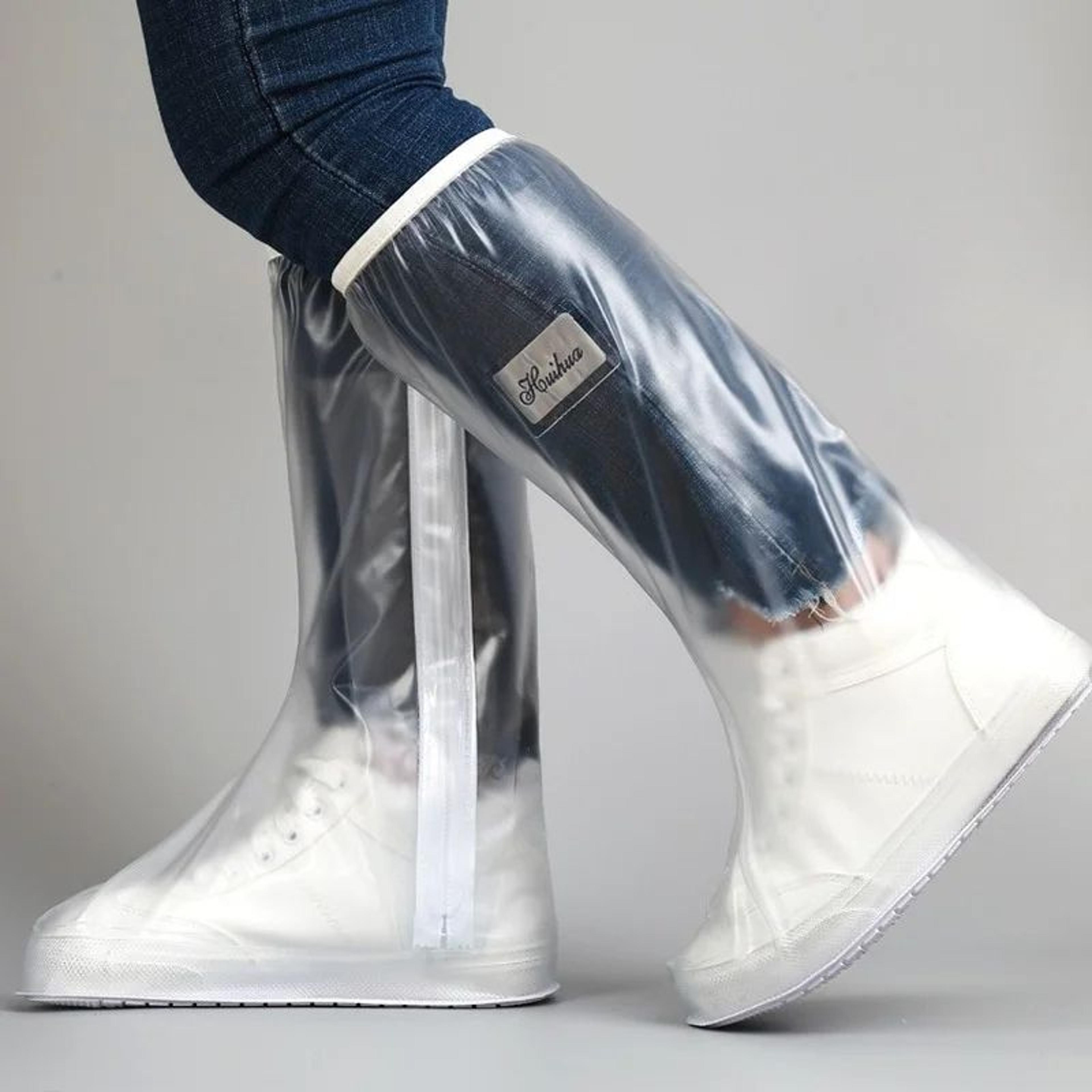 premium high tube shoe cover for men & women, pressed edge, durable rainproof overshoes with non-slip thickened sole