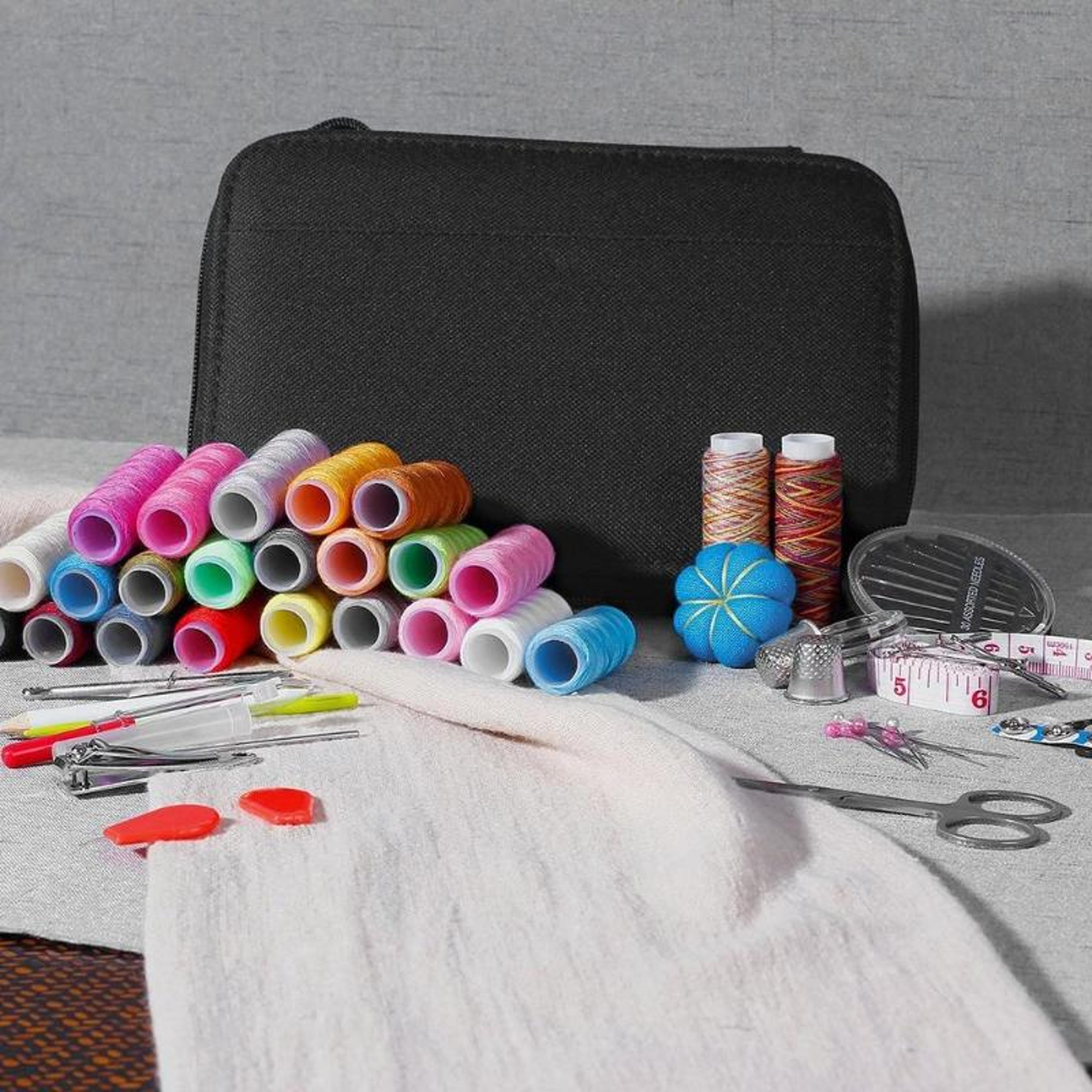diy multi-function sewing box set, complete kit for hand stitching, quilting & embroidery