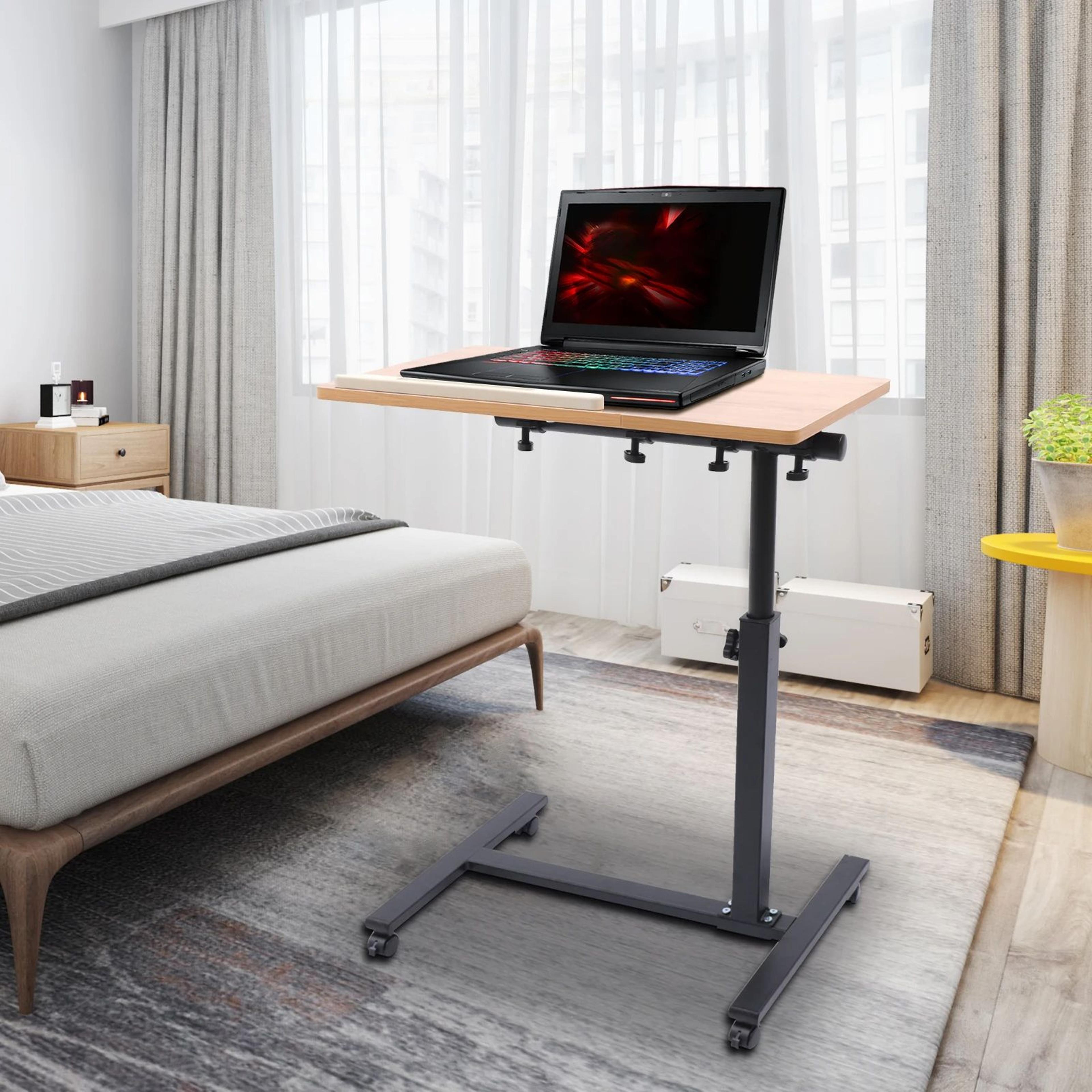 adjustable laptop desk, mobile stand & home office tray, rolling study table computer workstation