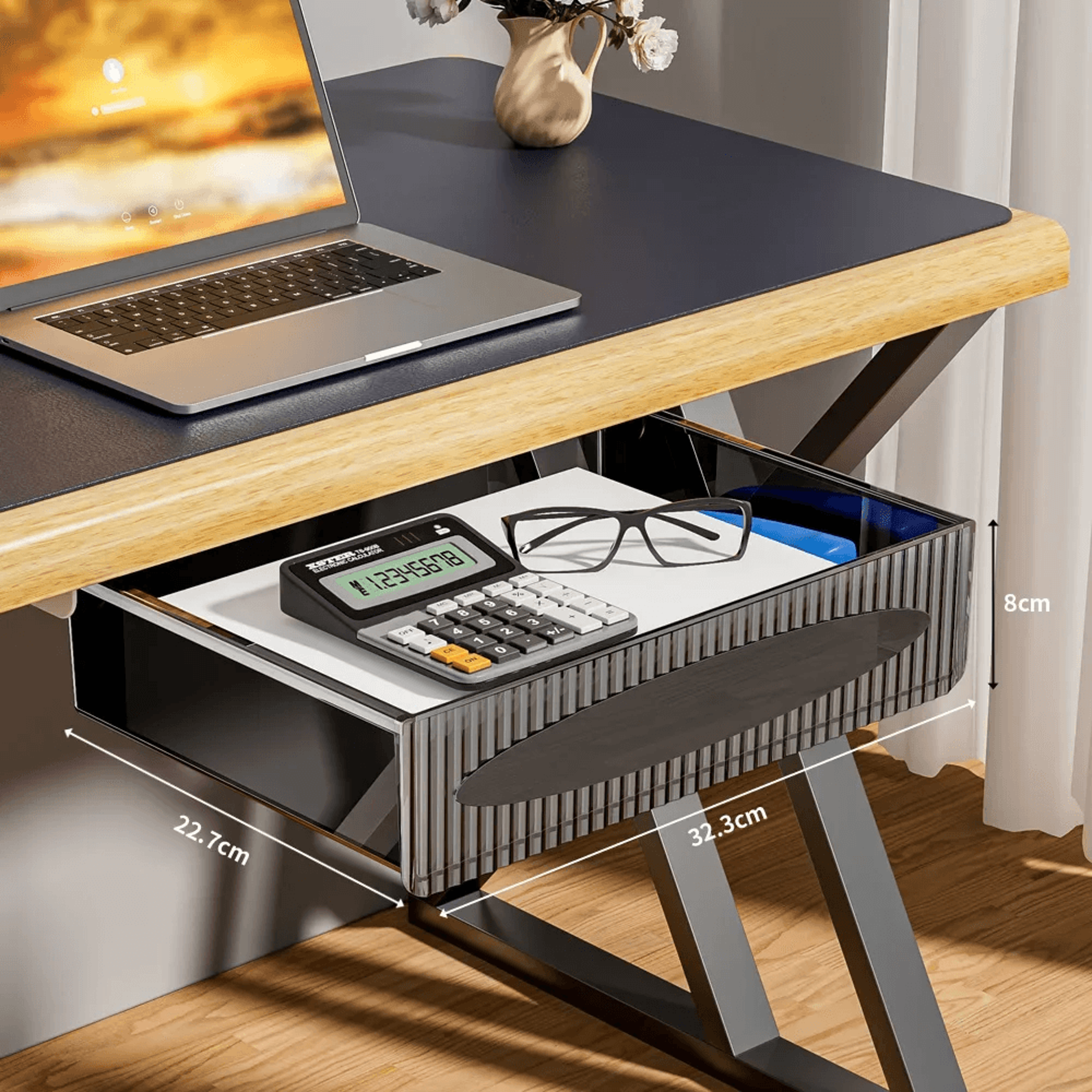 invisible under-desk pull-out storage box, large capacity hanging shelf drawer