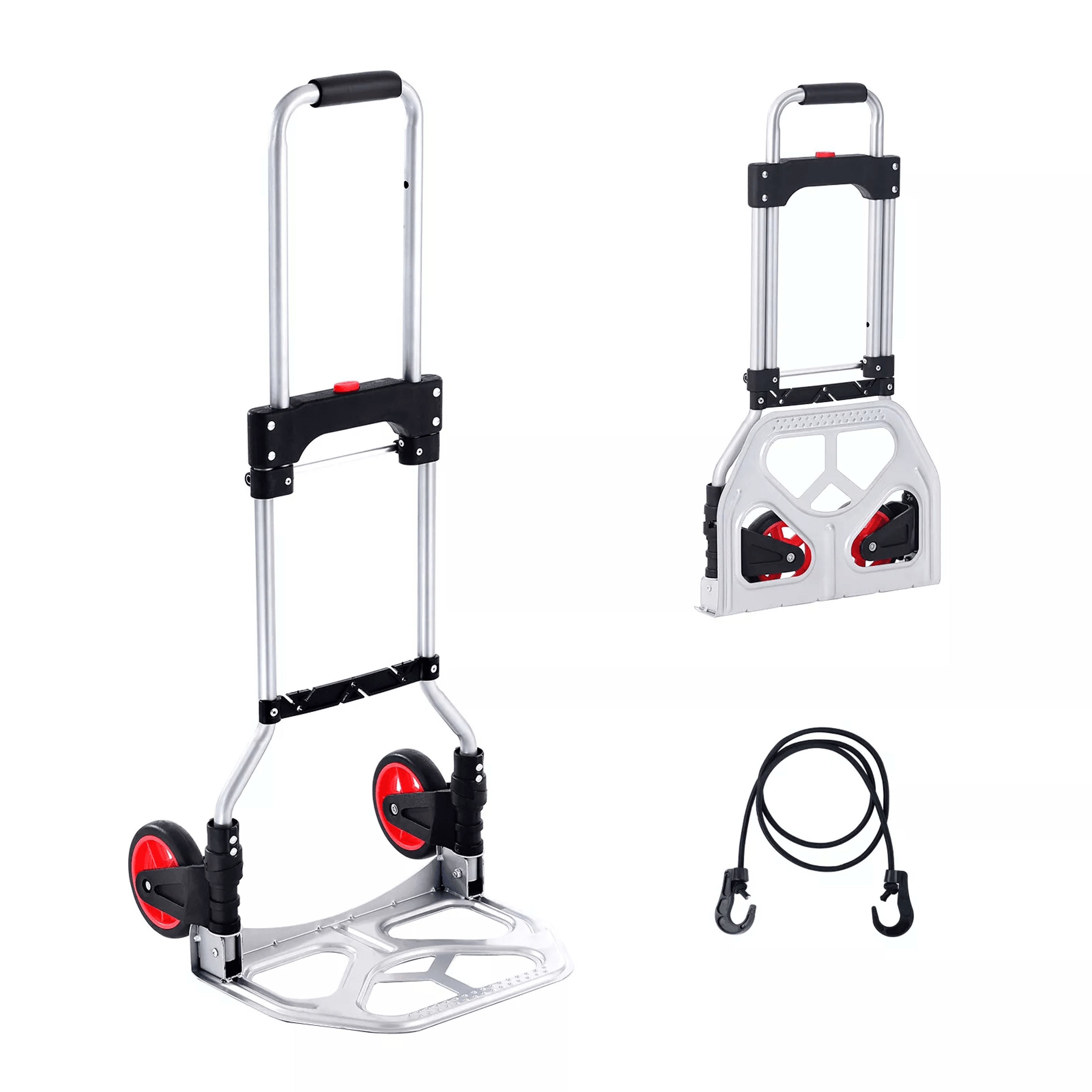 folding hand truck aluminum luggage trolley cart dolly, bungee cord