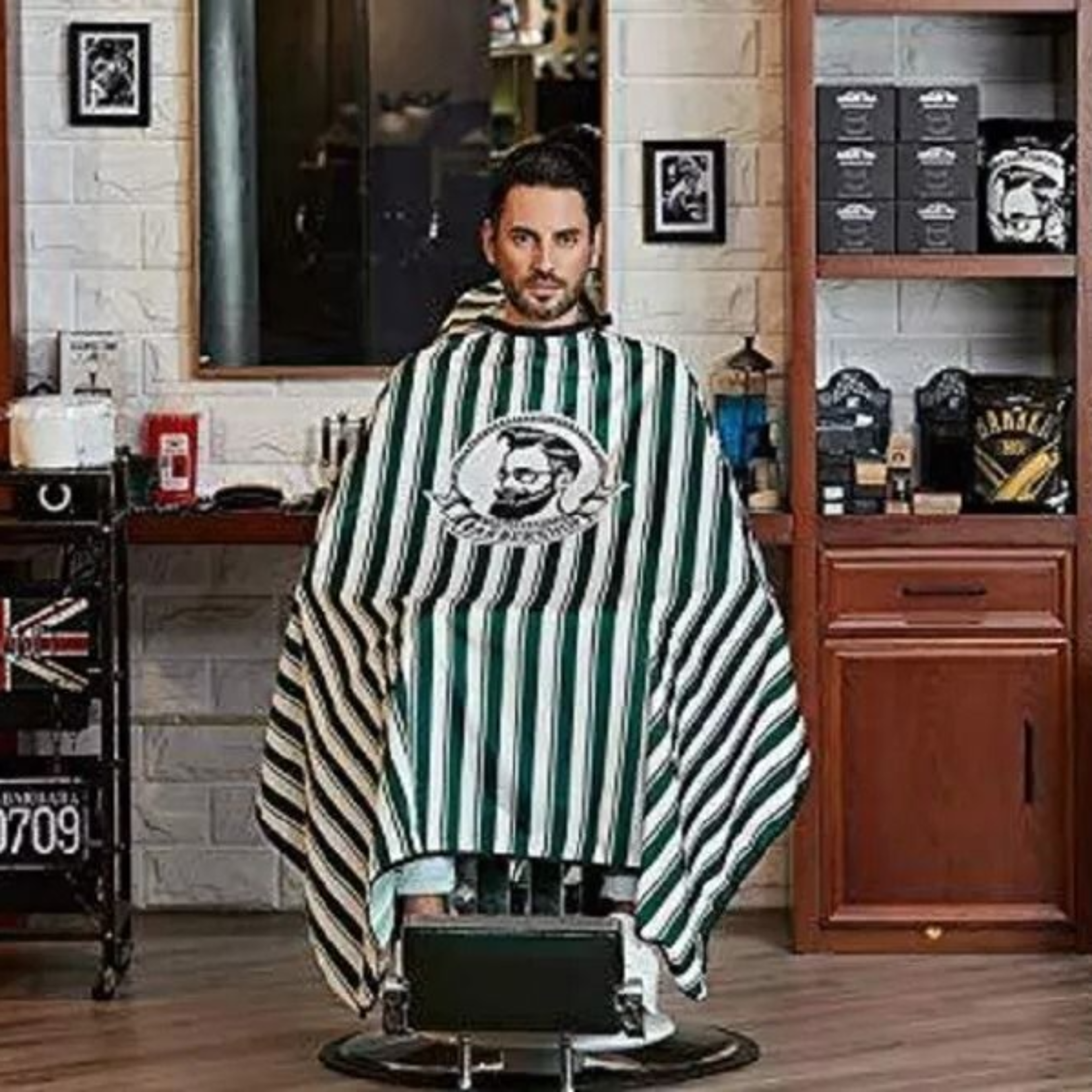 salon grade hair cutting cape, professional barber apron with snap closure for hairdressing & styling