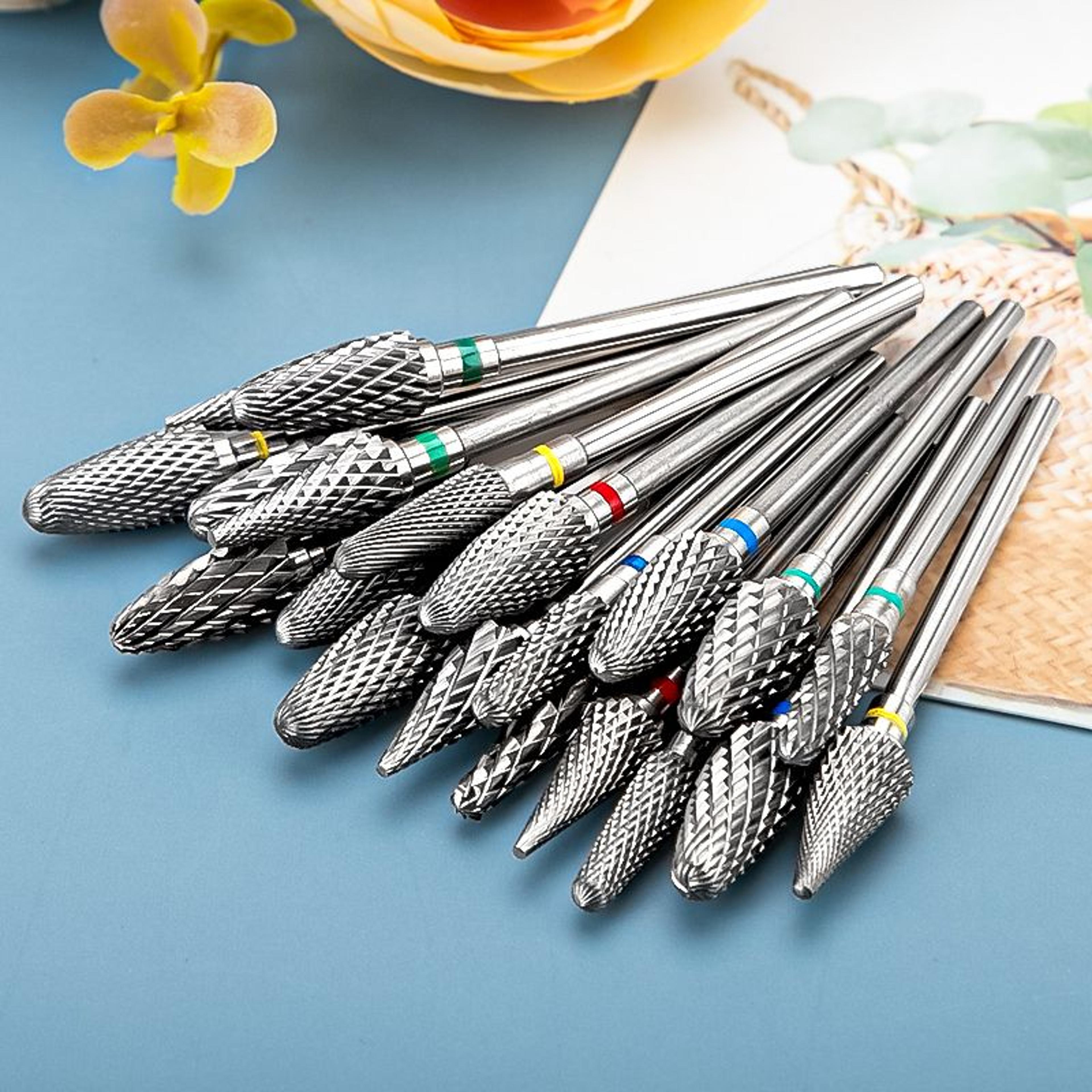 electric manicure drill bit set by dmoley, ceramic nail burr cutter for acrylic nails, pedicure tools, and gel polish