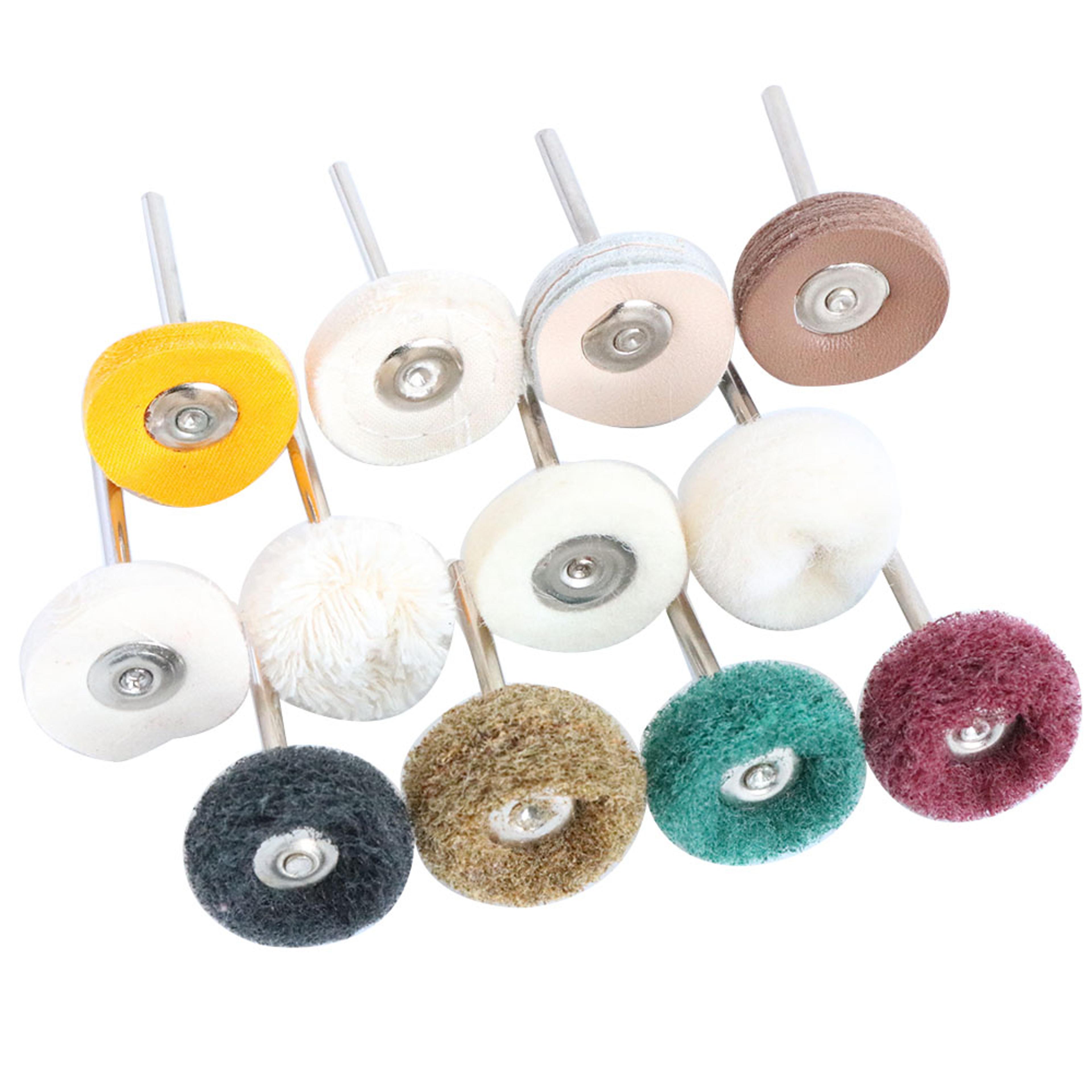 wool felt sanding grinding buffing wheel with shank, cotton polishing head brush for dremel rotary drill tools