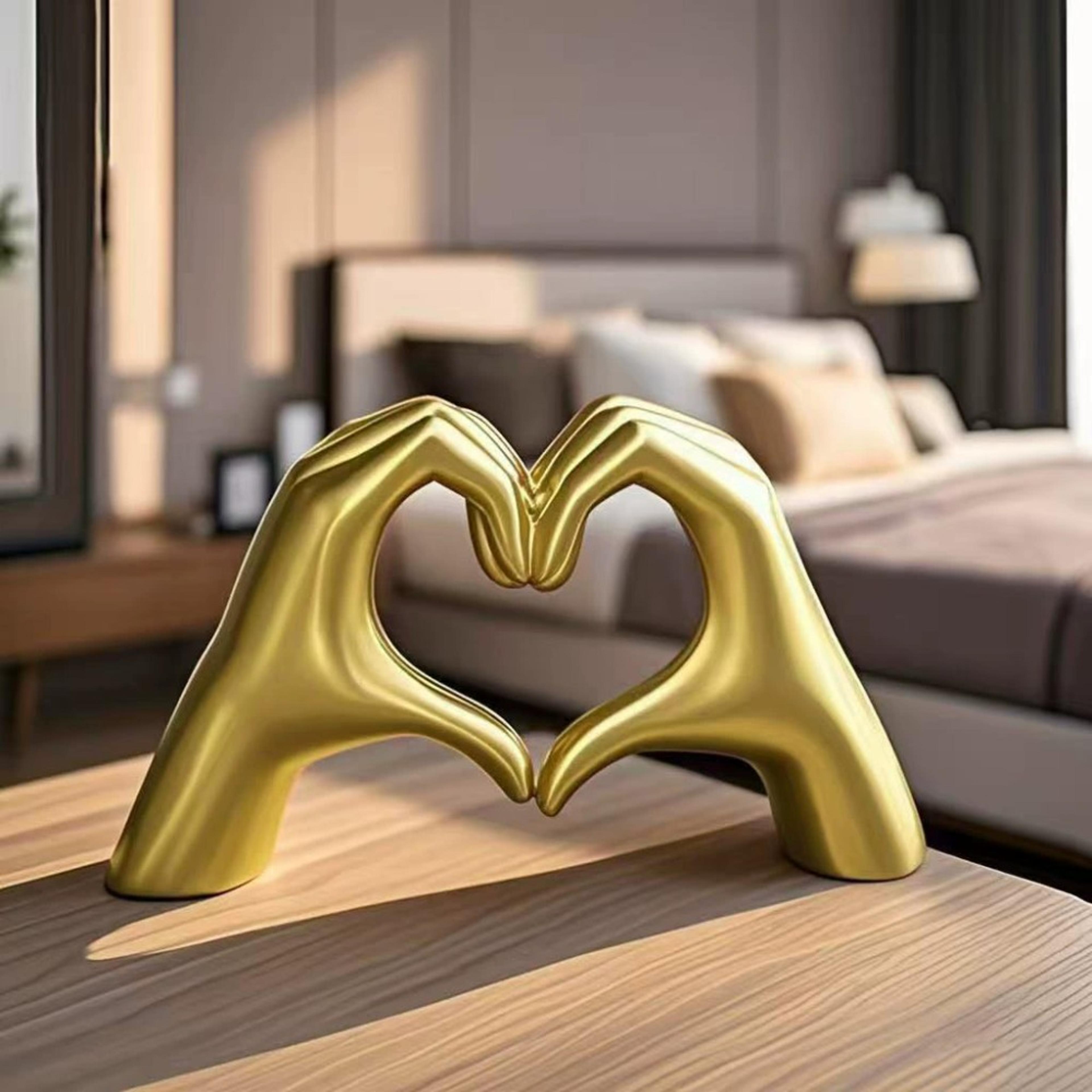 modern abstract heart hand statue love figurines, wedding decoration, desktop accent for bedroom, living room decor