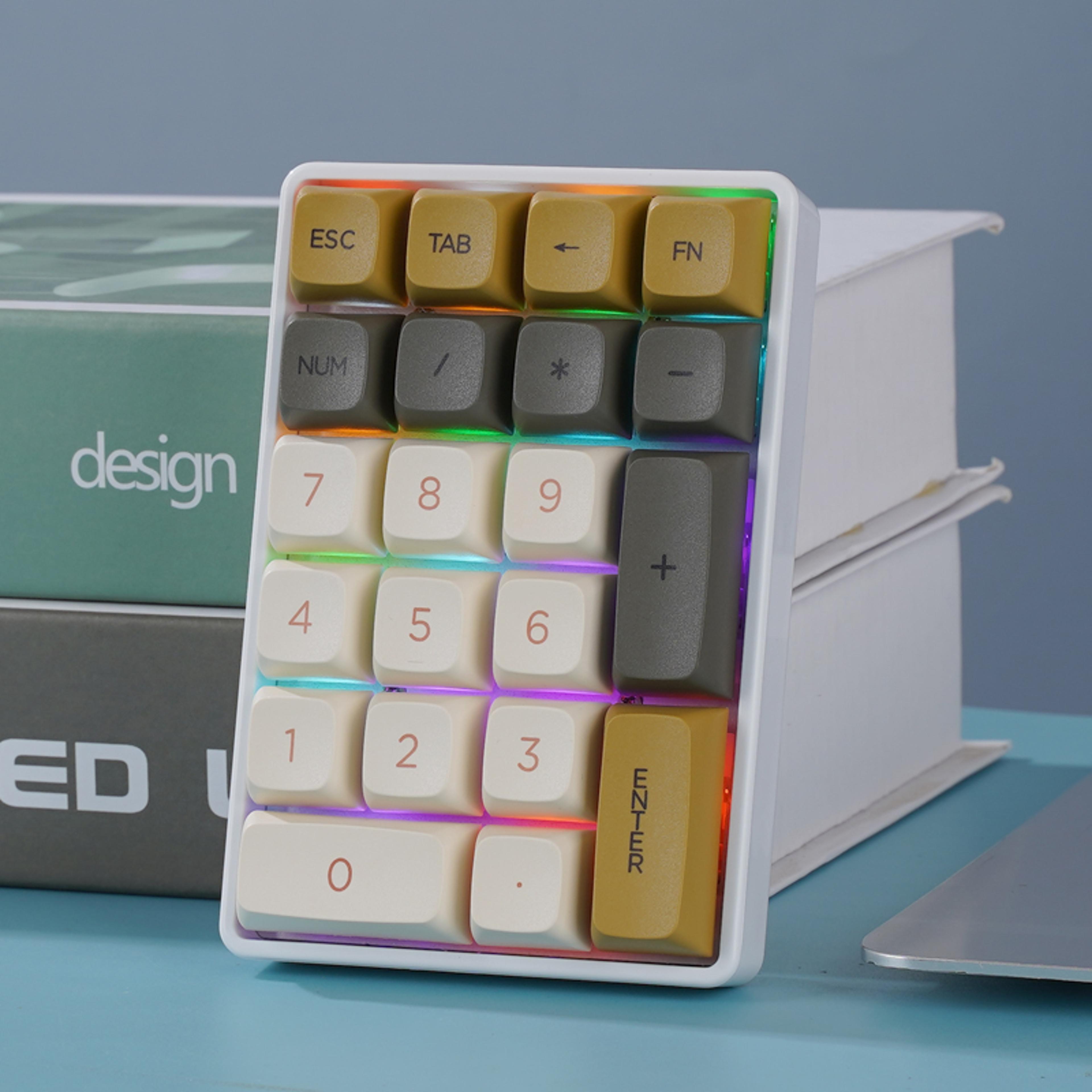 wireless numeric keypad, tri-mode bluetooth, mechanical hot-swap 21-key mini keypad for finance users