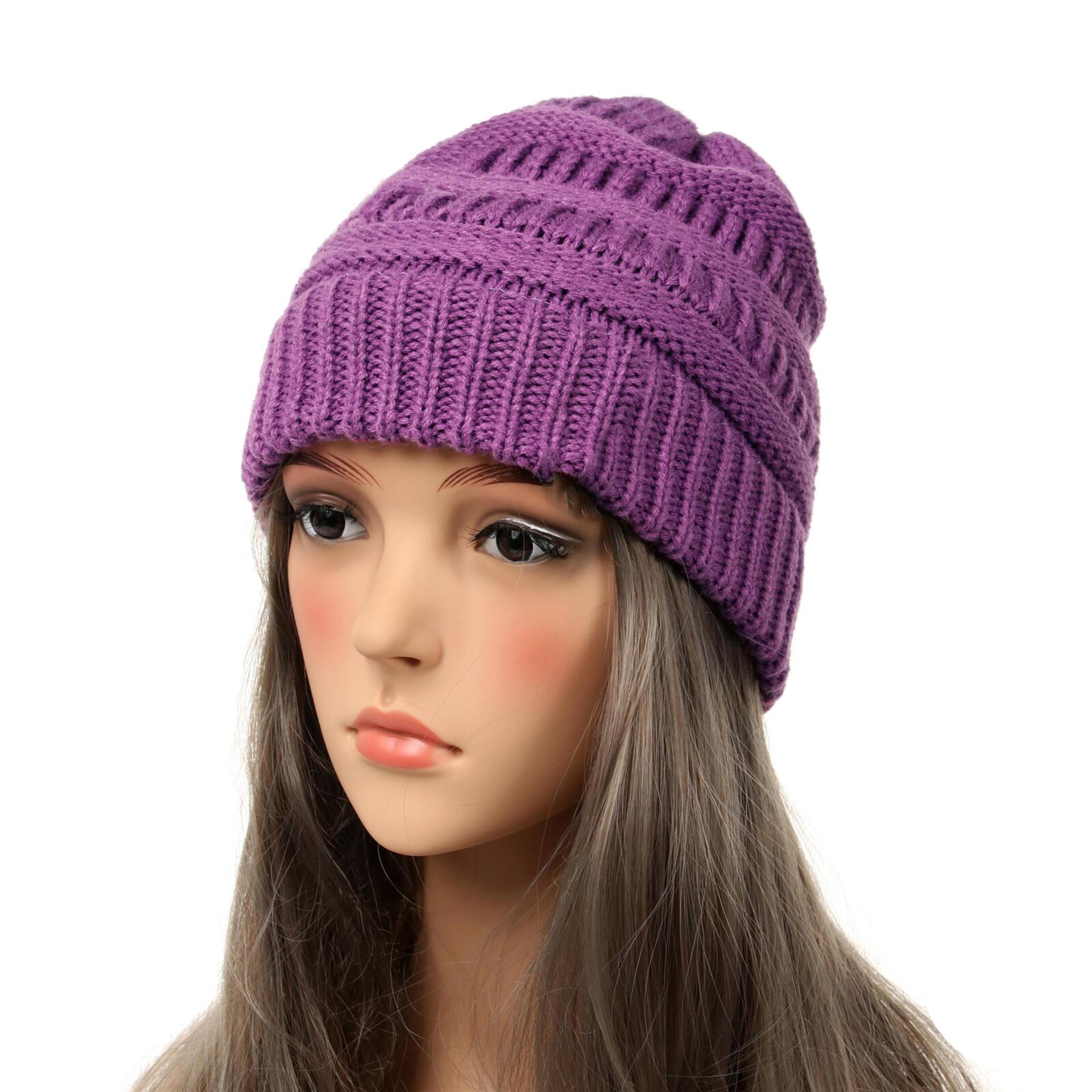 Chunky Cable Knit Beanie Hat For Women Trendy Warm  Soft Winter Hat 2